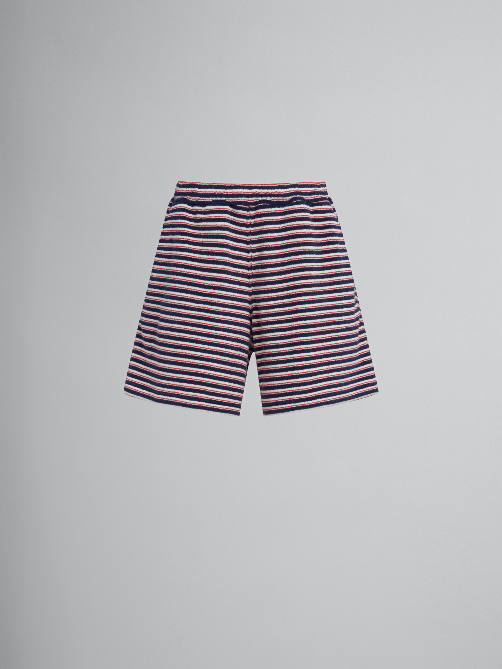 Pantalón corto de felpa a rayas rojas y azules - Pantalones - Image 1