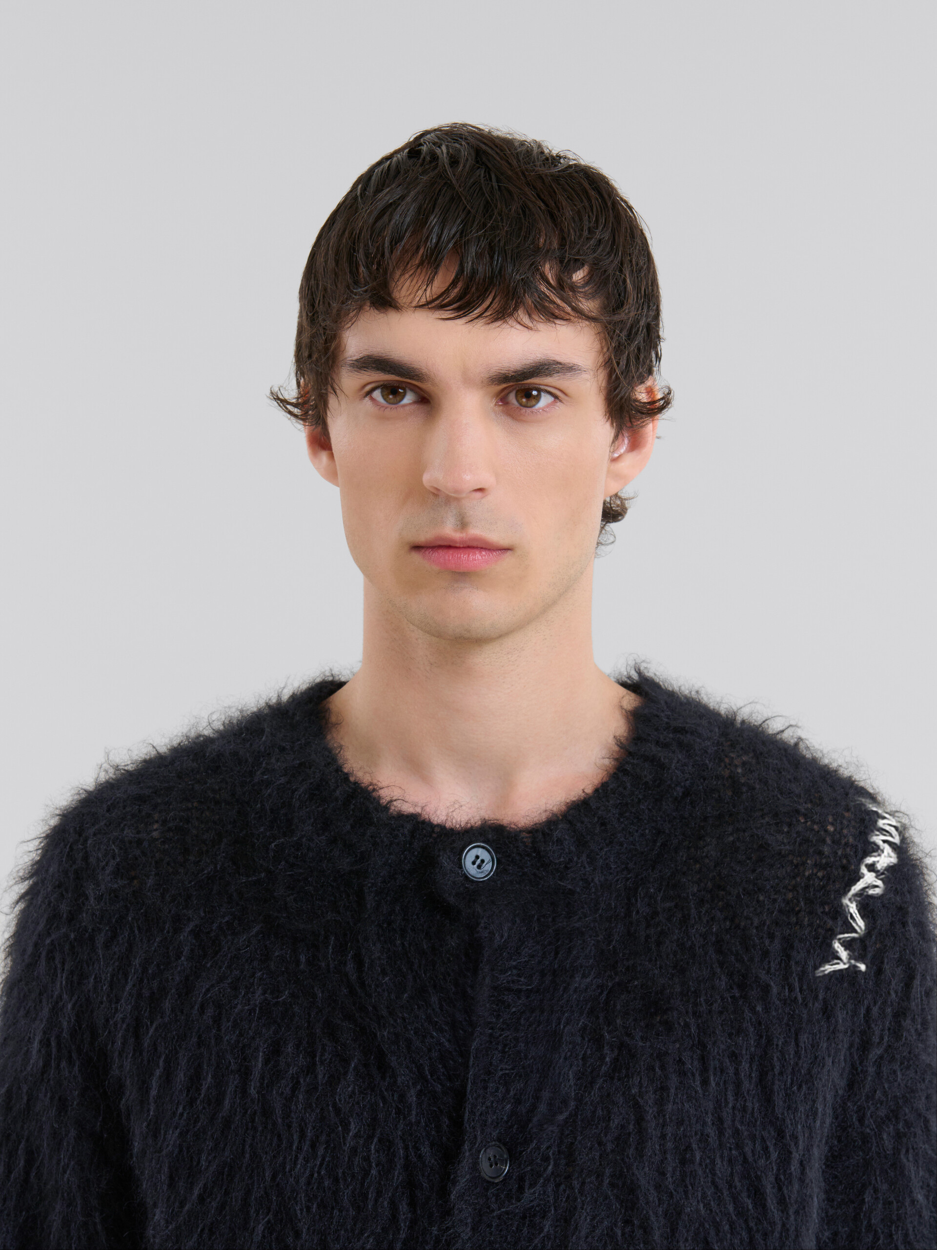 Black brushed mohair cardigan - Pullovers - Image 4