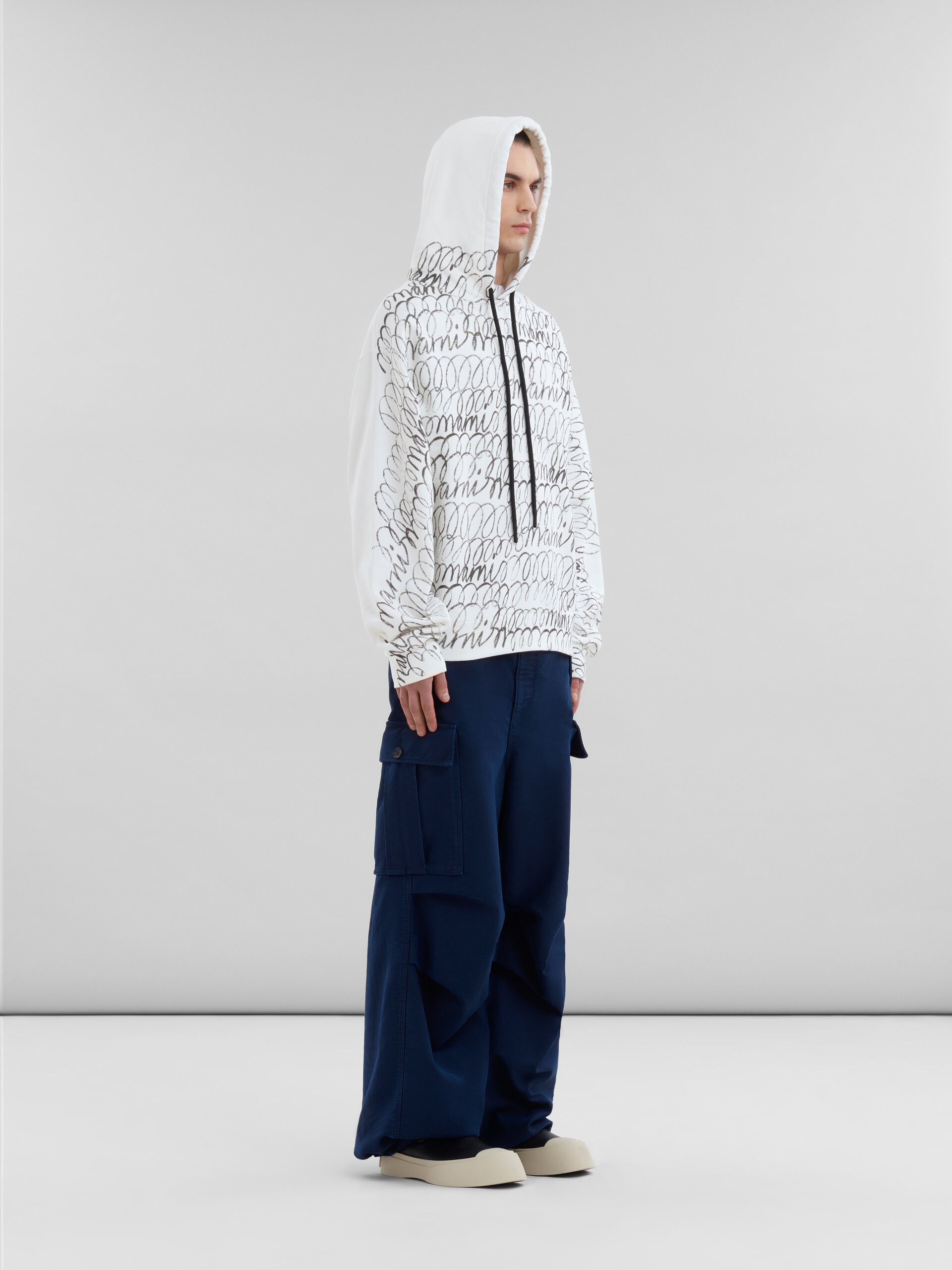 ホワイト オーガニックコットン製 フーディー、Marni Scribbleモチーフ - ニット - Image 5