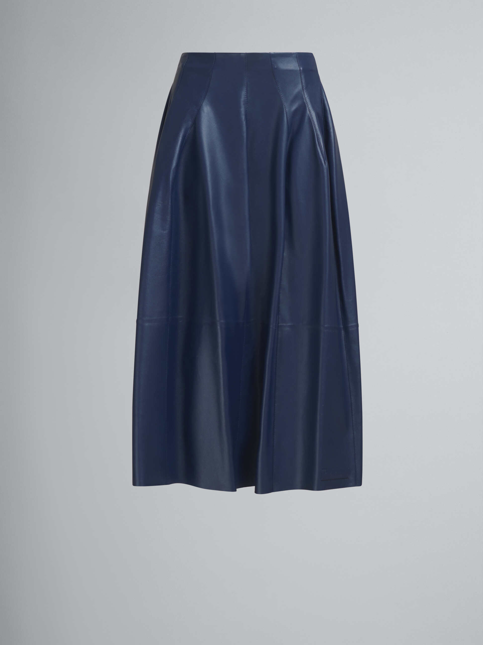 High-waisted blue nappa skirt - Skirts - Image 1