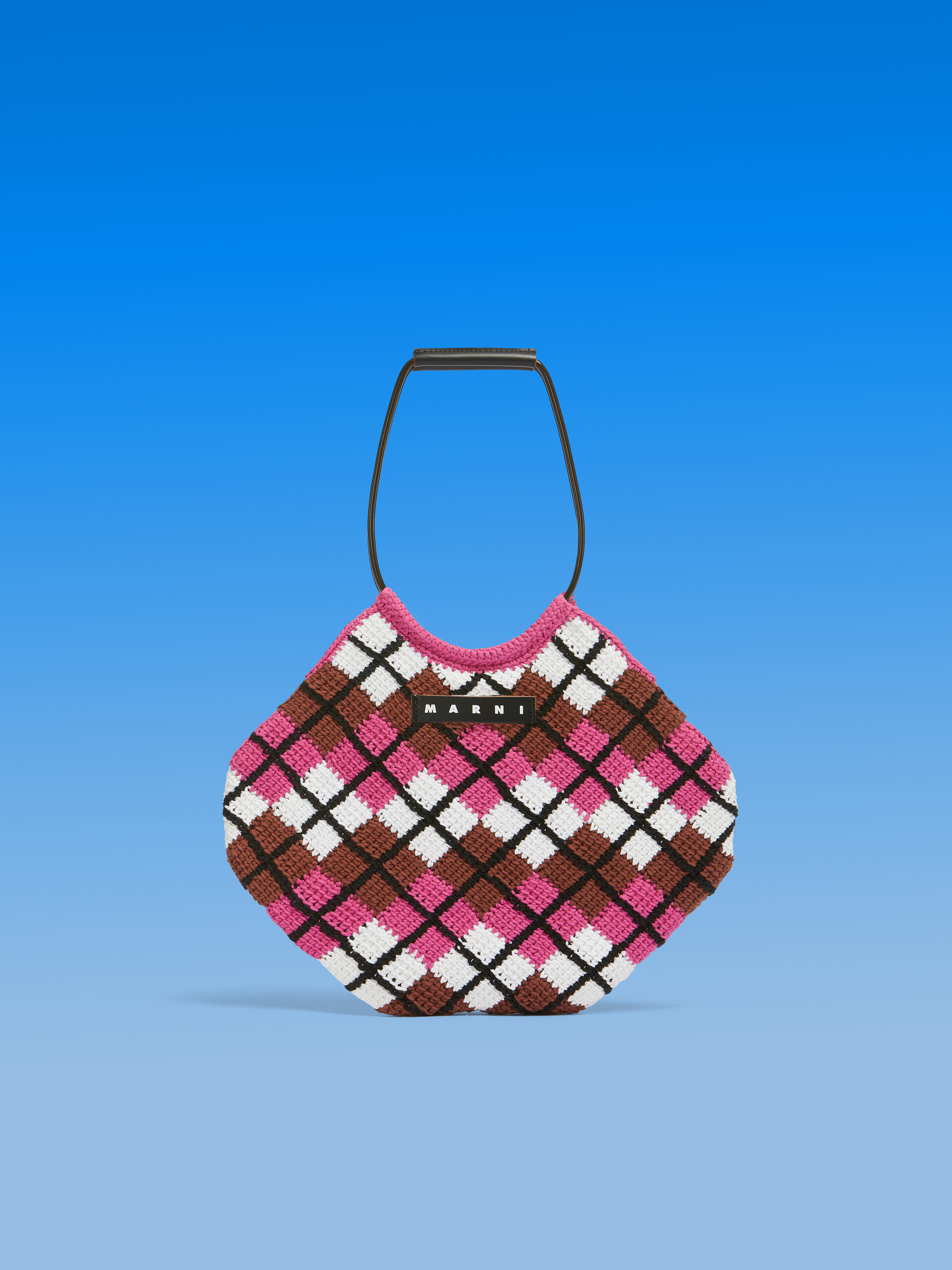 Pink rhombus cotton knit MARNI MARKET handbag - Shopping Bags - Image 1