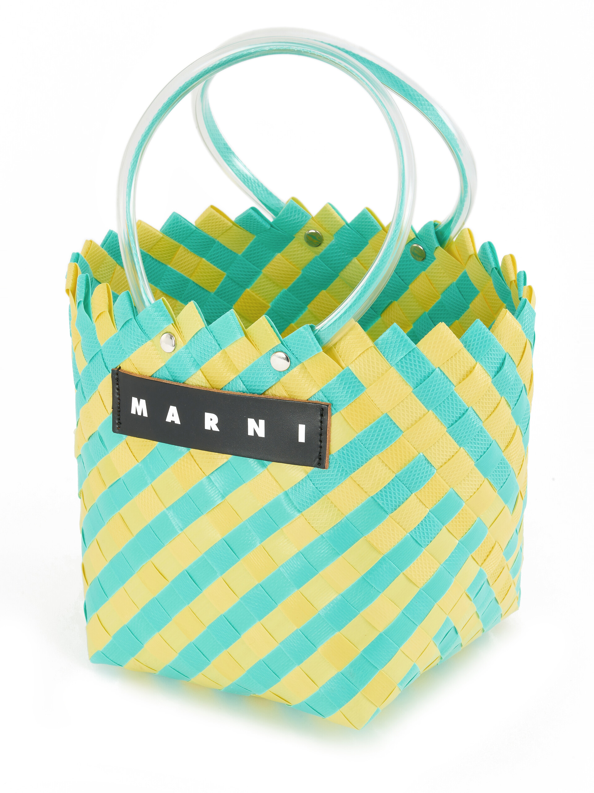 MARNI MARKET TAHA bag in green and burgundy woven material - Shopping Bags - Image 4