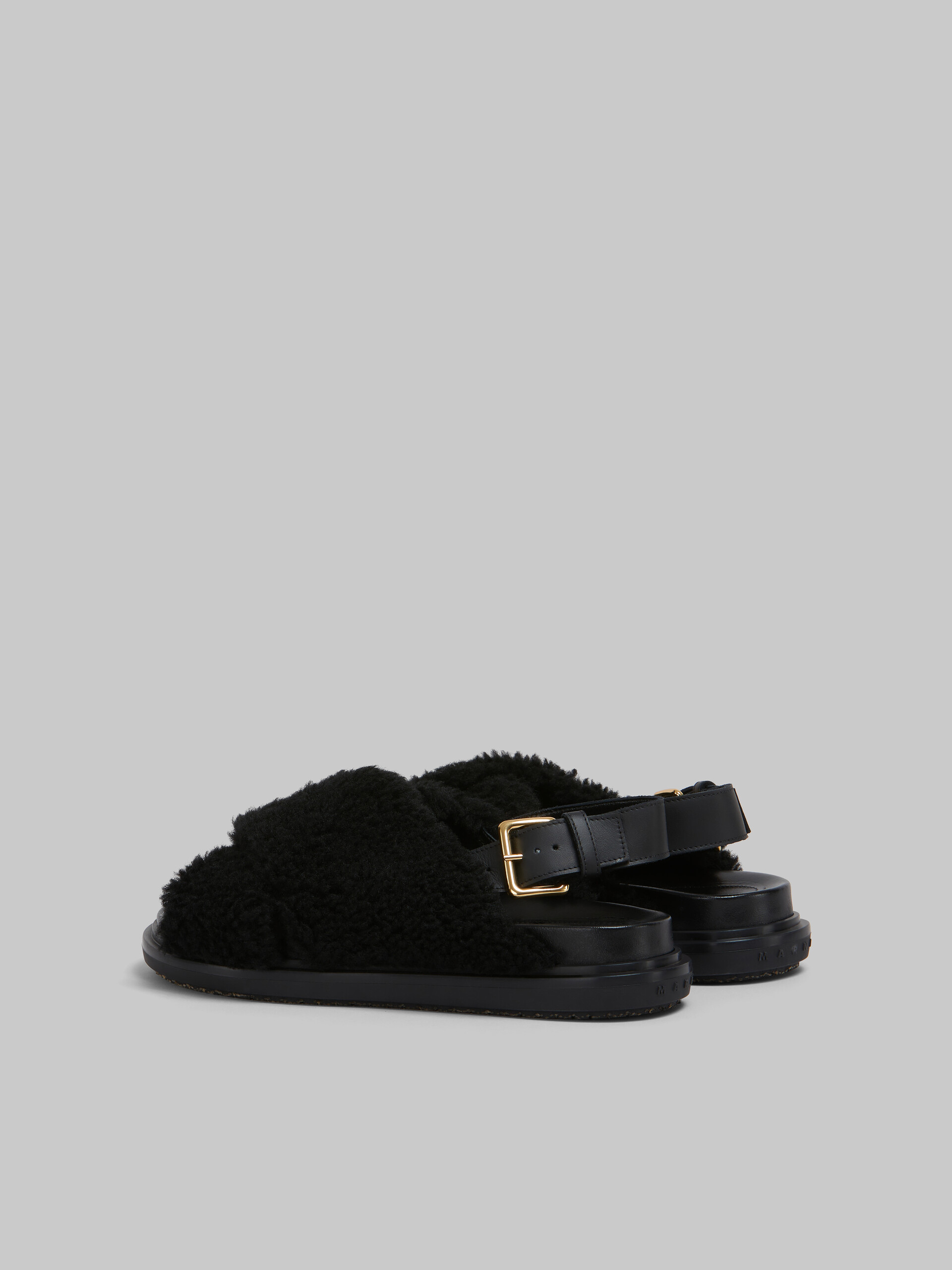 Black curly shearling Fussbett slide - Sandals - Image 3