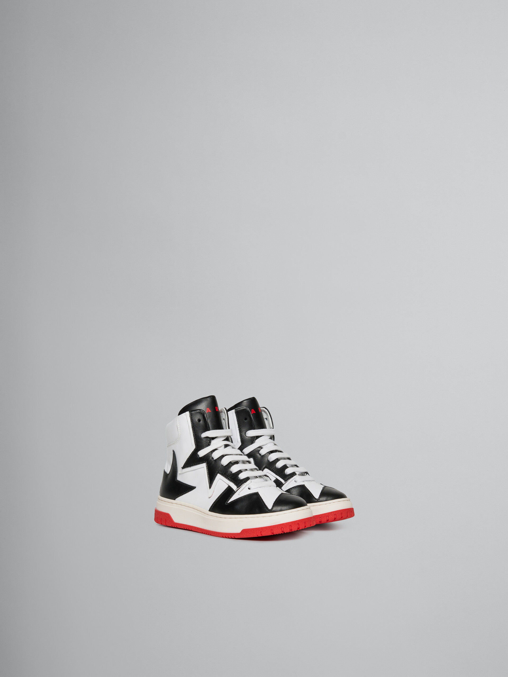 Sneaker alta in pelle bianca e nera - Sneakers - Image 2