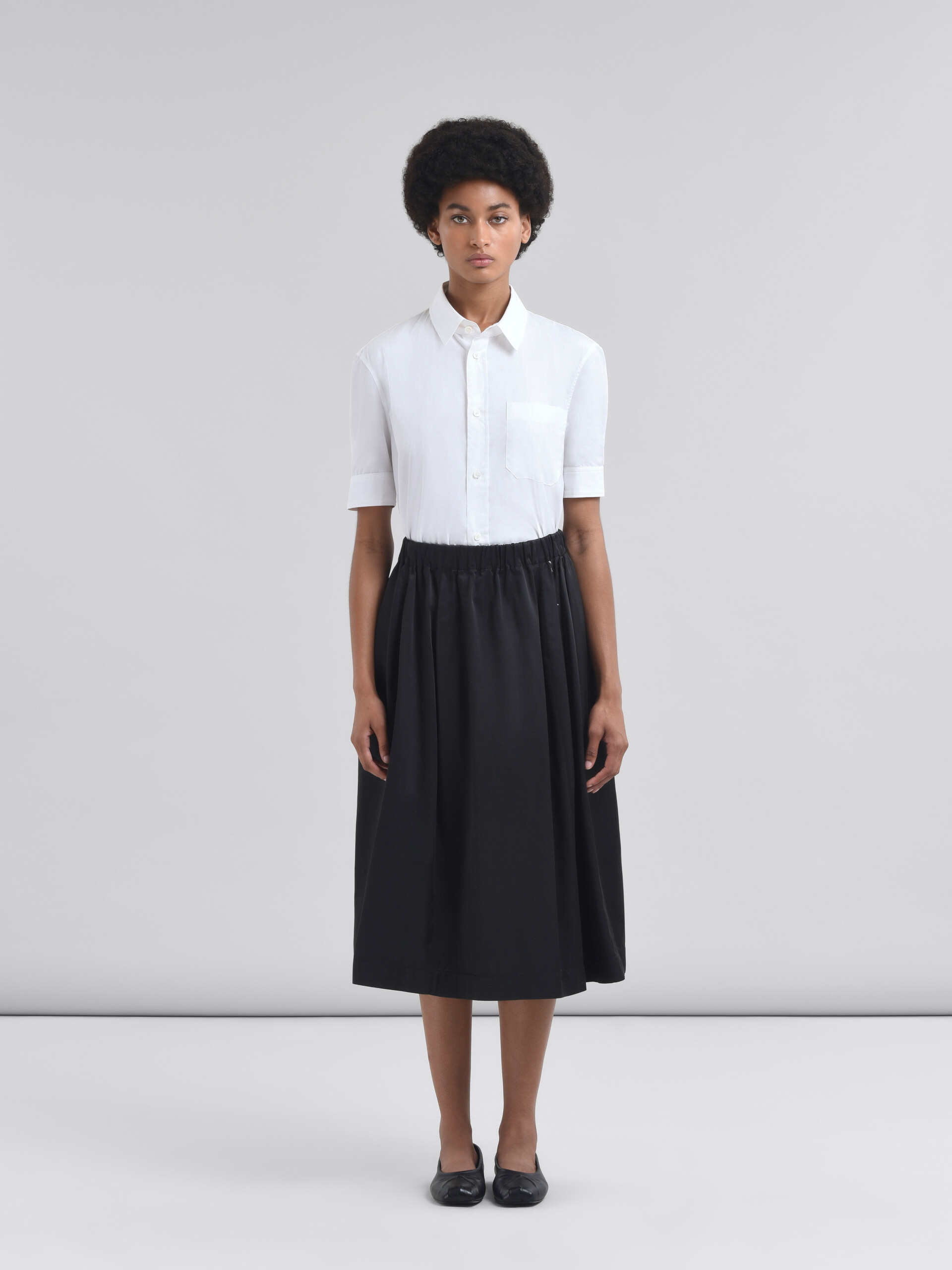 Black taffeta wide skirt with Marni Symbol - Skirts - Image 2