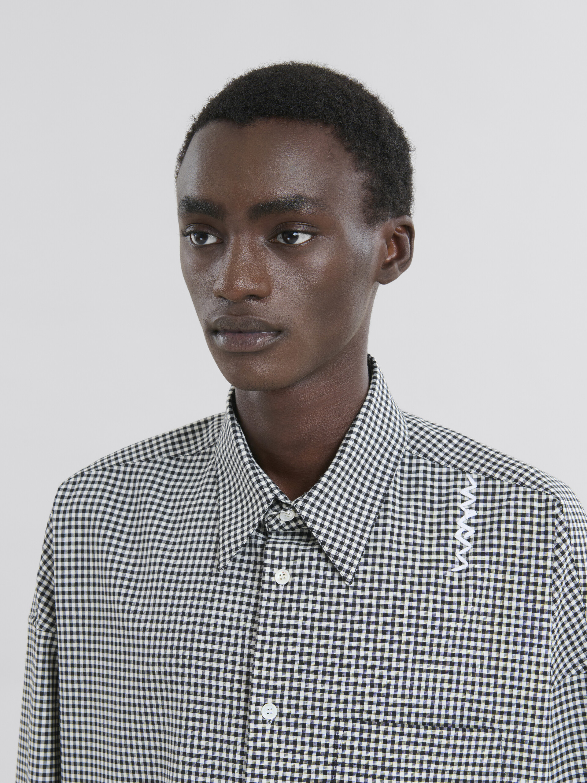 Blue and white checked wool shirt - Shirts - Image 4