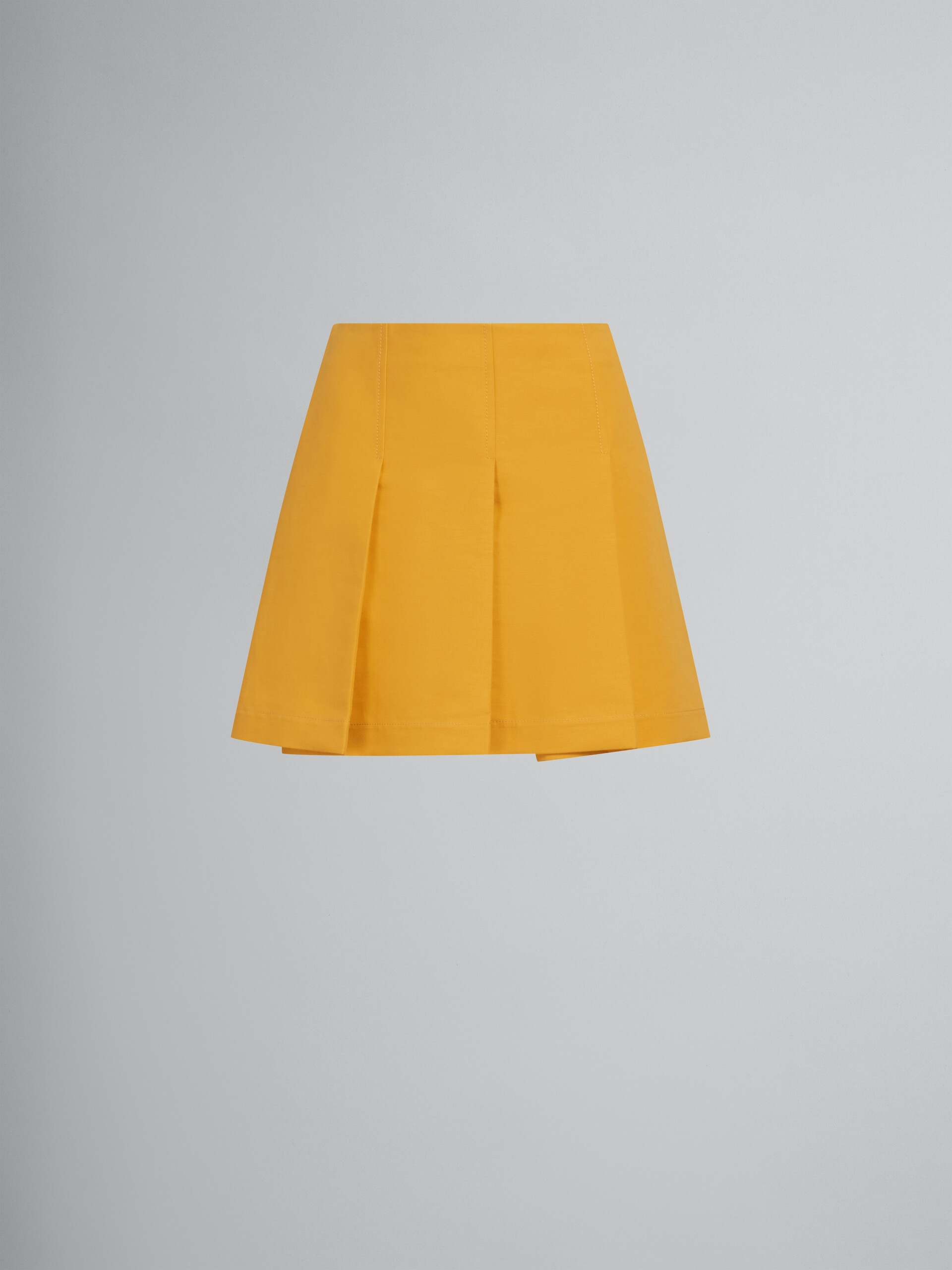 Mini-jupe en cady orange avec larges plis - Jupes - Image 1