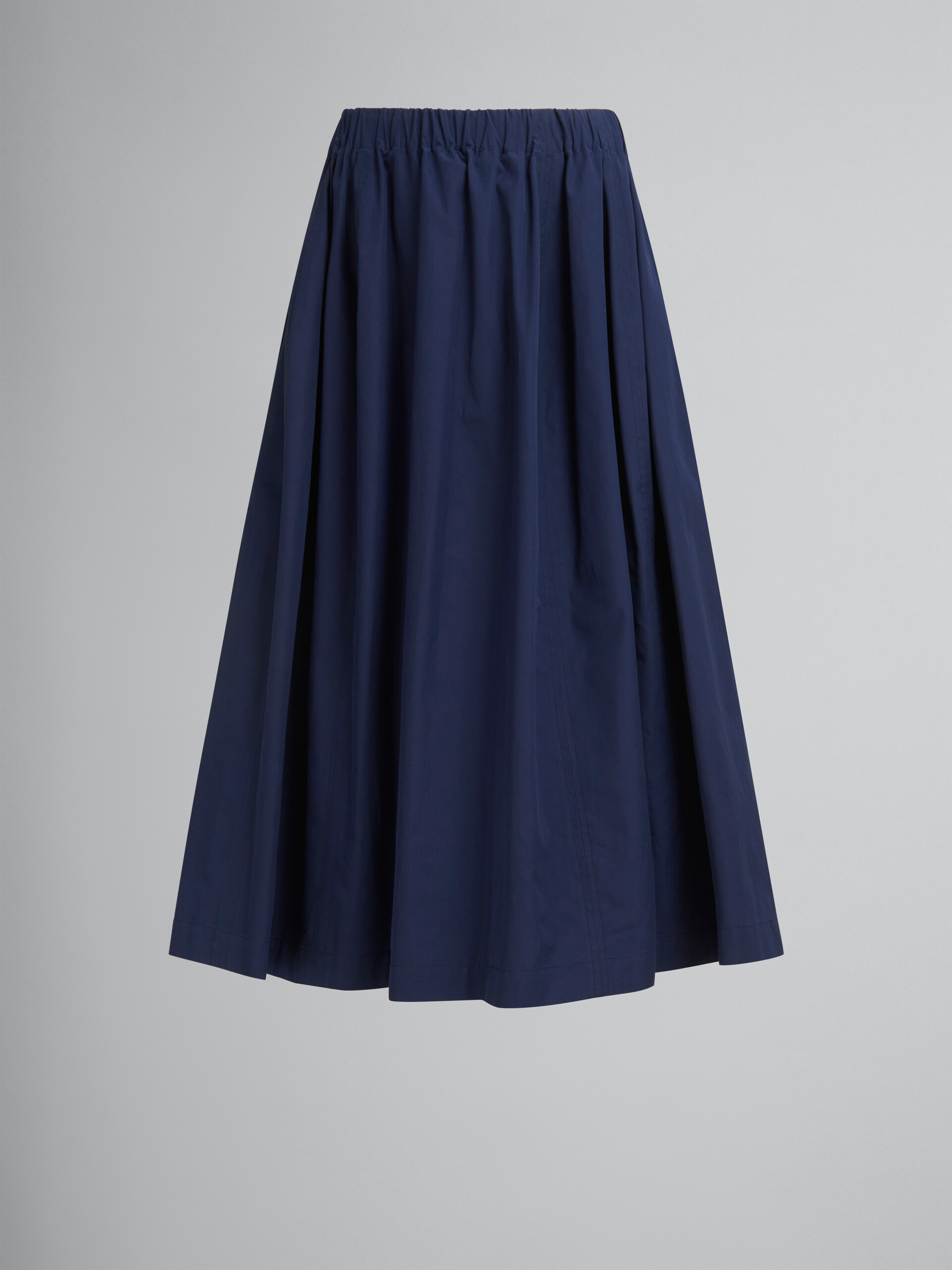 ブルー オーガニックポプリン製  伸縮性のあるミディ丈スカート - スカート - Image 1