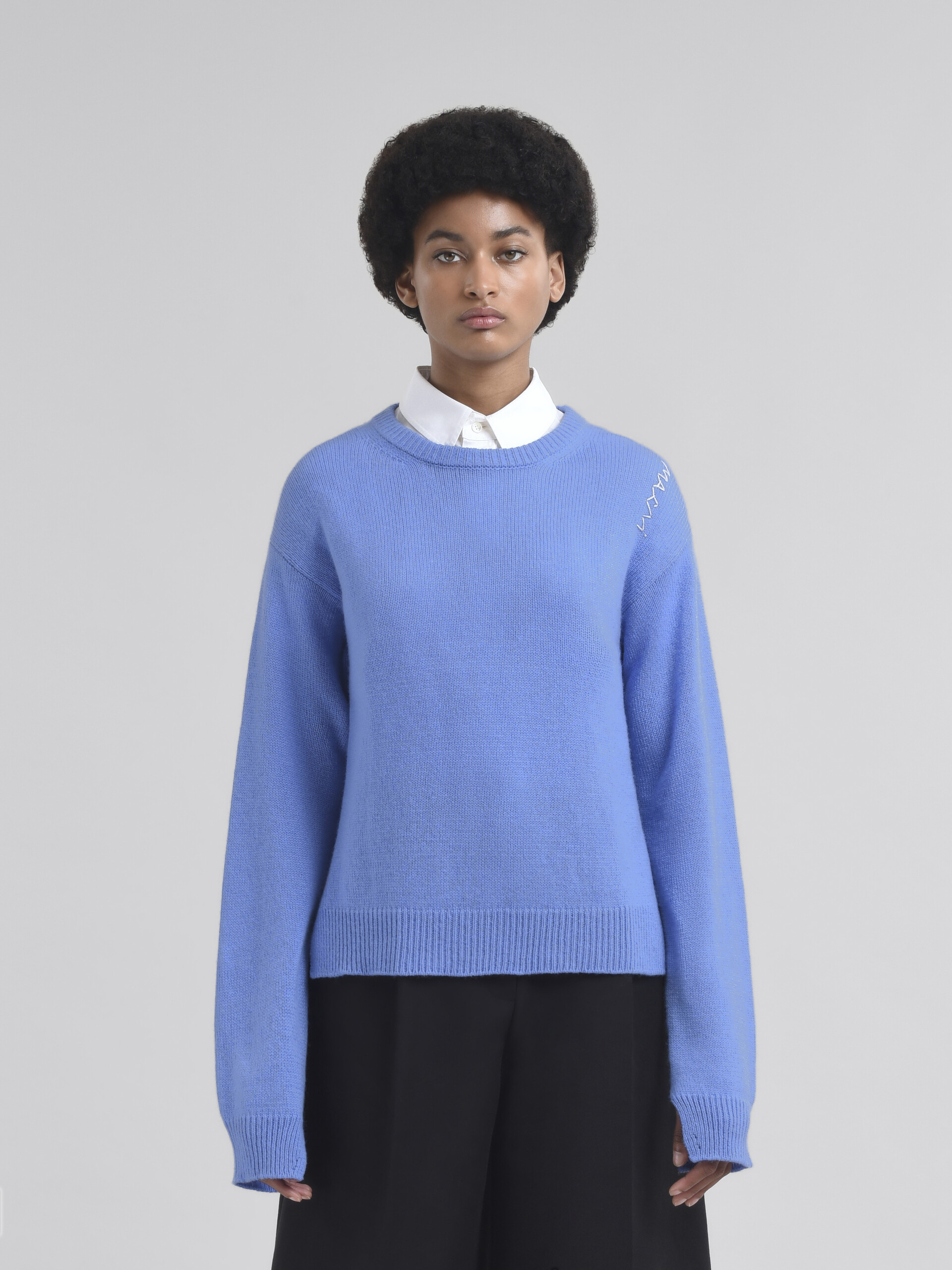 Indigo boxy cashmere jumper with Marni Symbol - Pullovers - Image 2