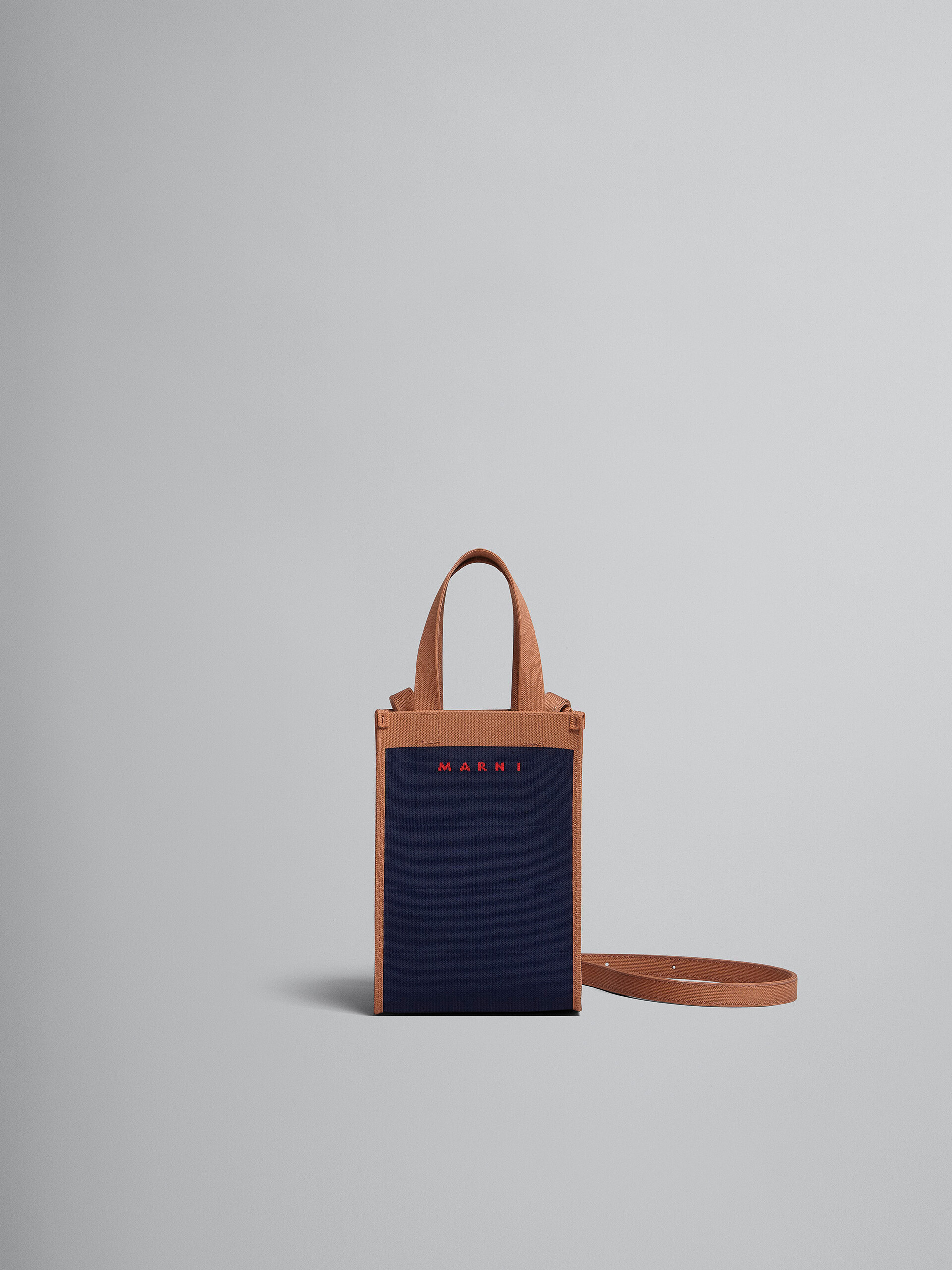 Blue and brown jacquard shoulder bag - Shoulder Bags - Image 1