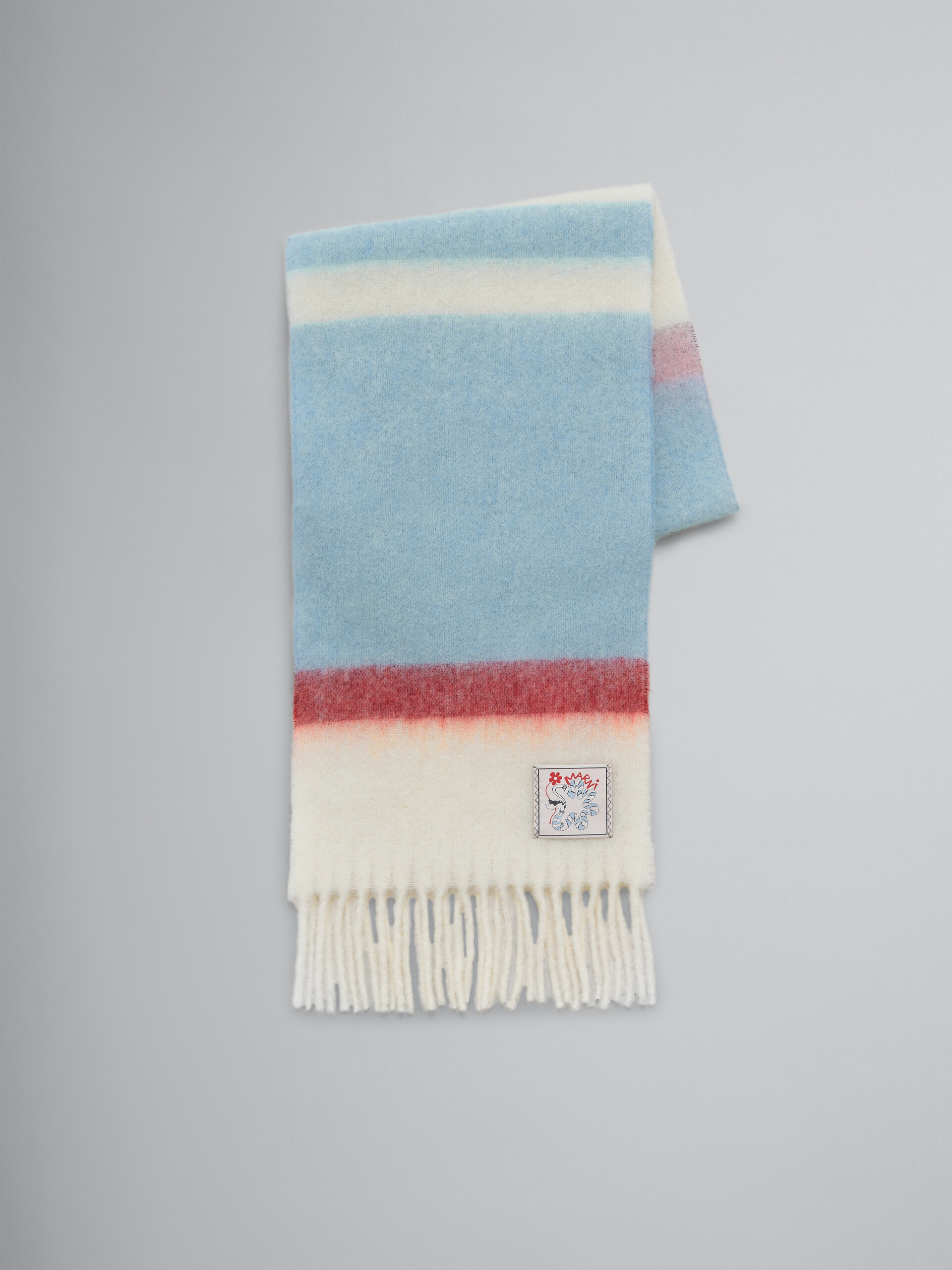 Light blue striped alpaca-mohair scarf - Scarves - Image 1