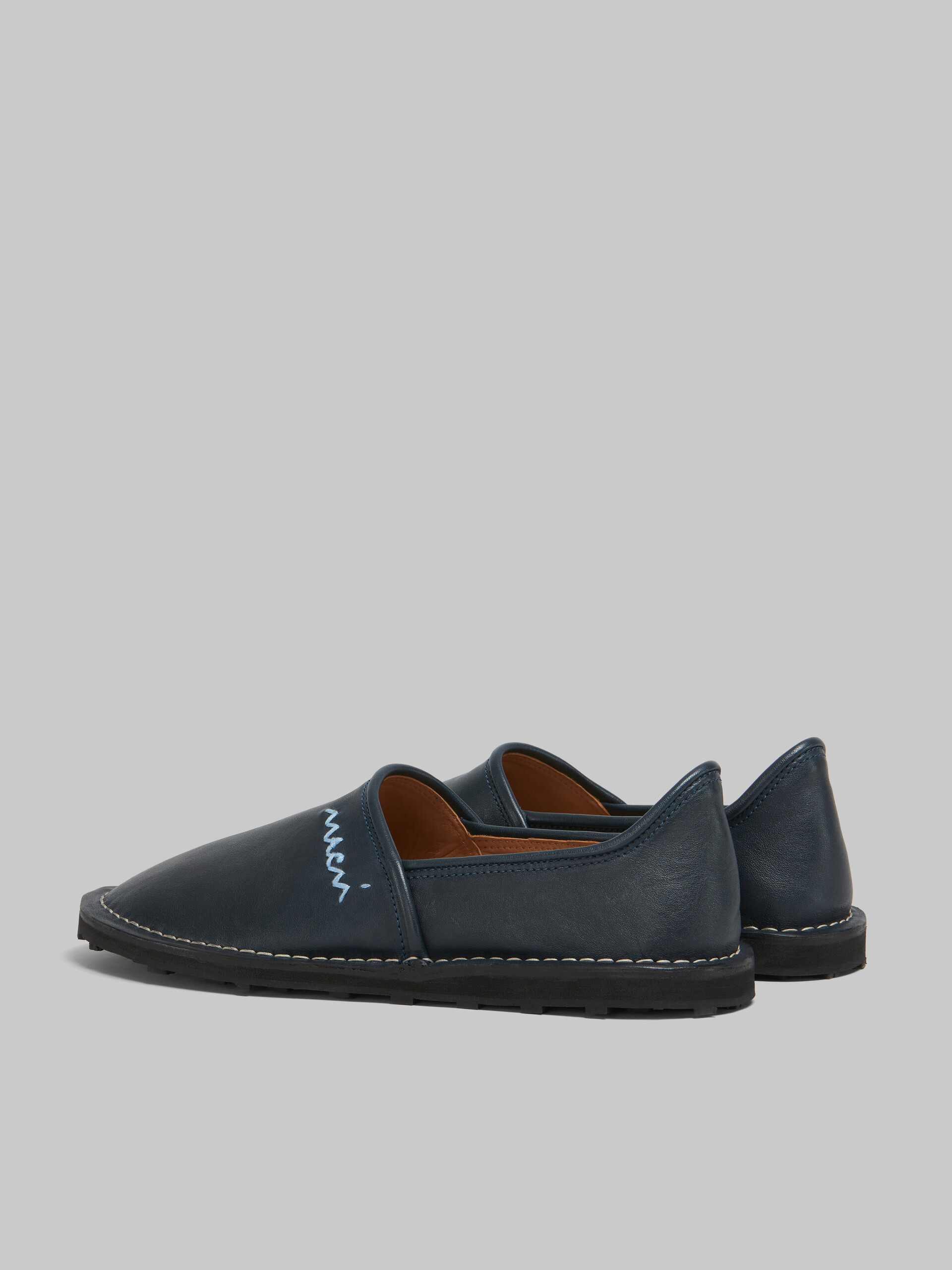 Blue leather slip-on loafer with Marni Symbol - Lace-ups - Image 3