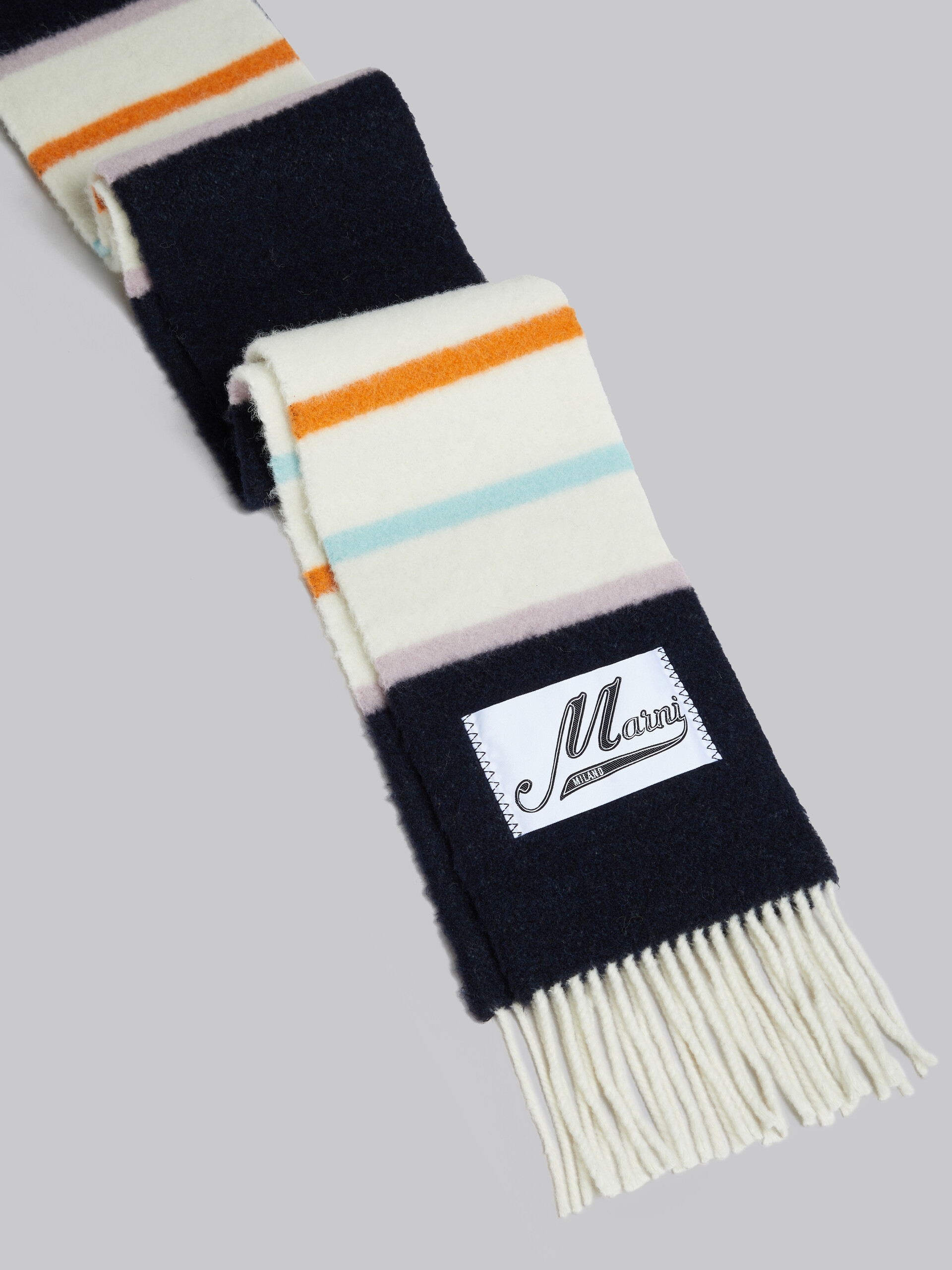 Bufanda de alpaca y lana azul a rayas - Bufandas - Image 3