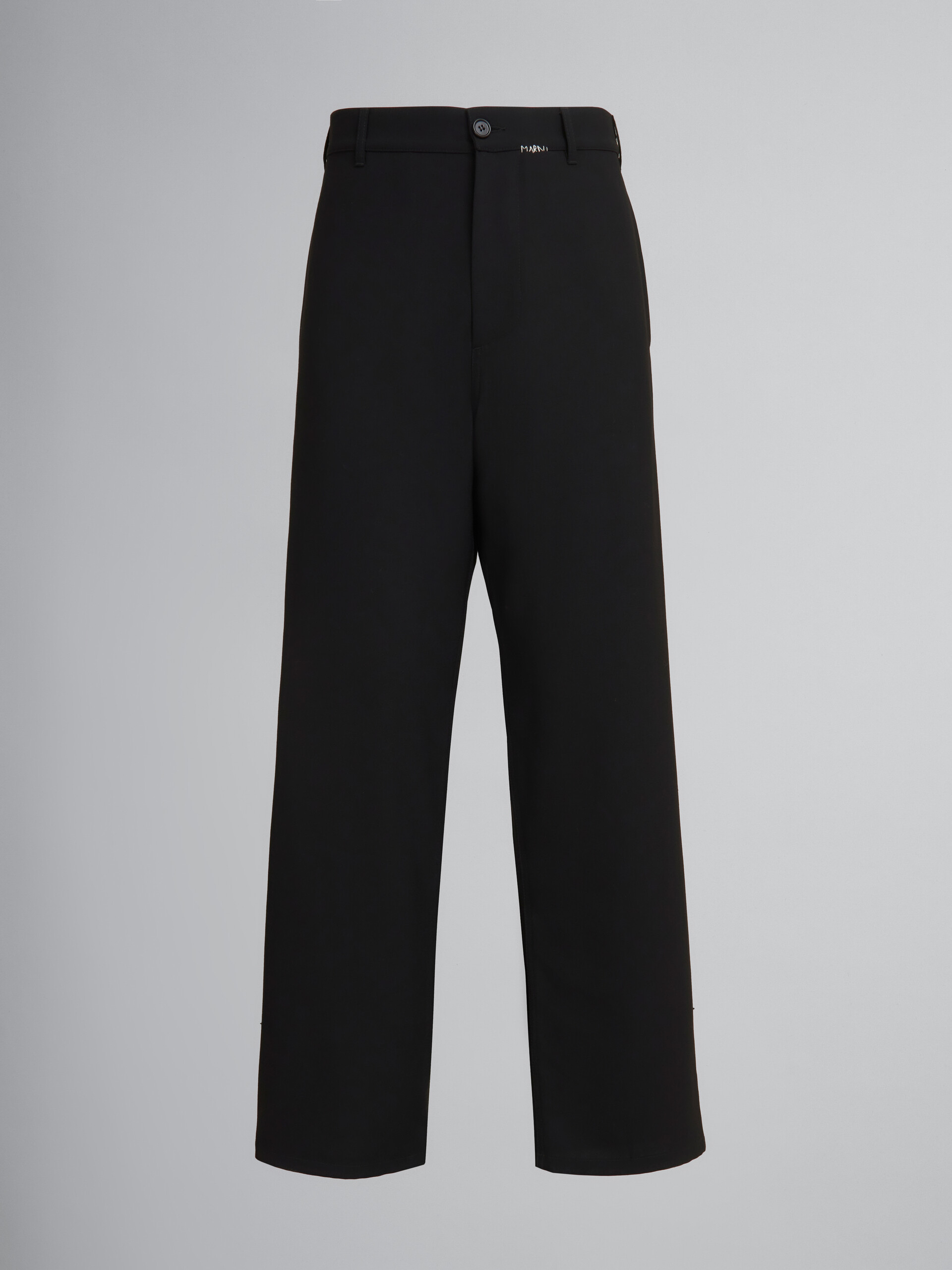 Pantalones de pernera recta negros de lana con logotipo Marni efecto remiendo - Pantalones - Image 1