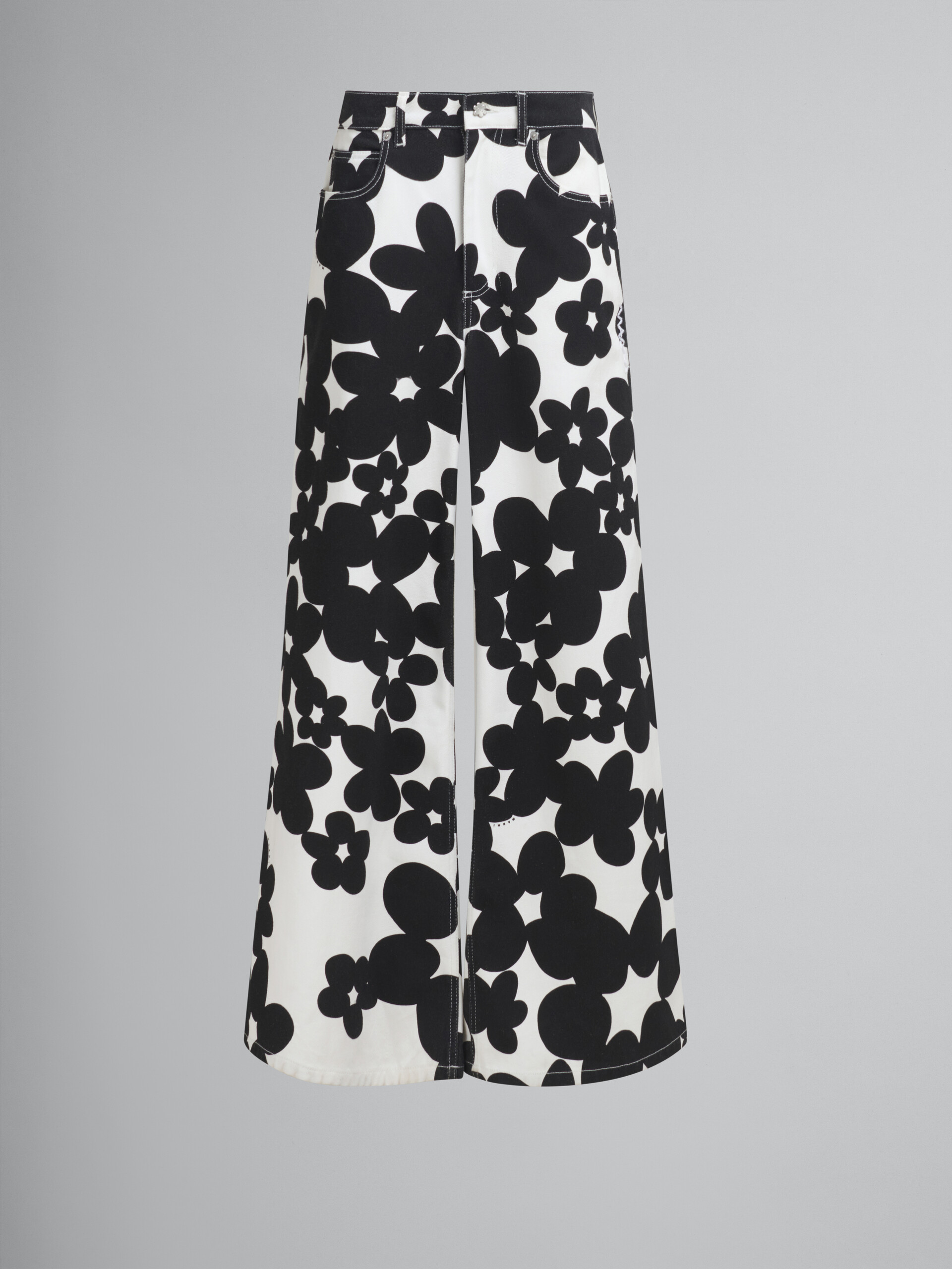 Cotton trousers with black and white Dillies print - Pants - Image 1