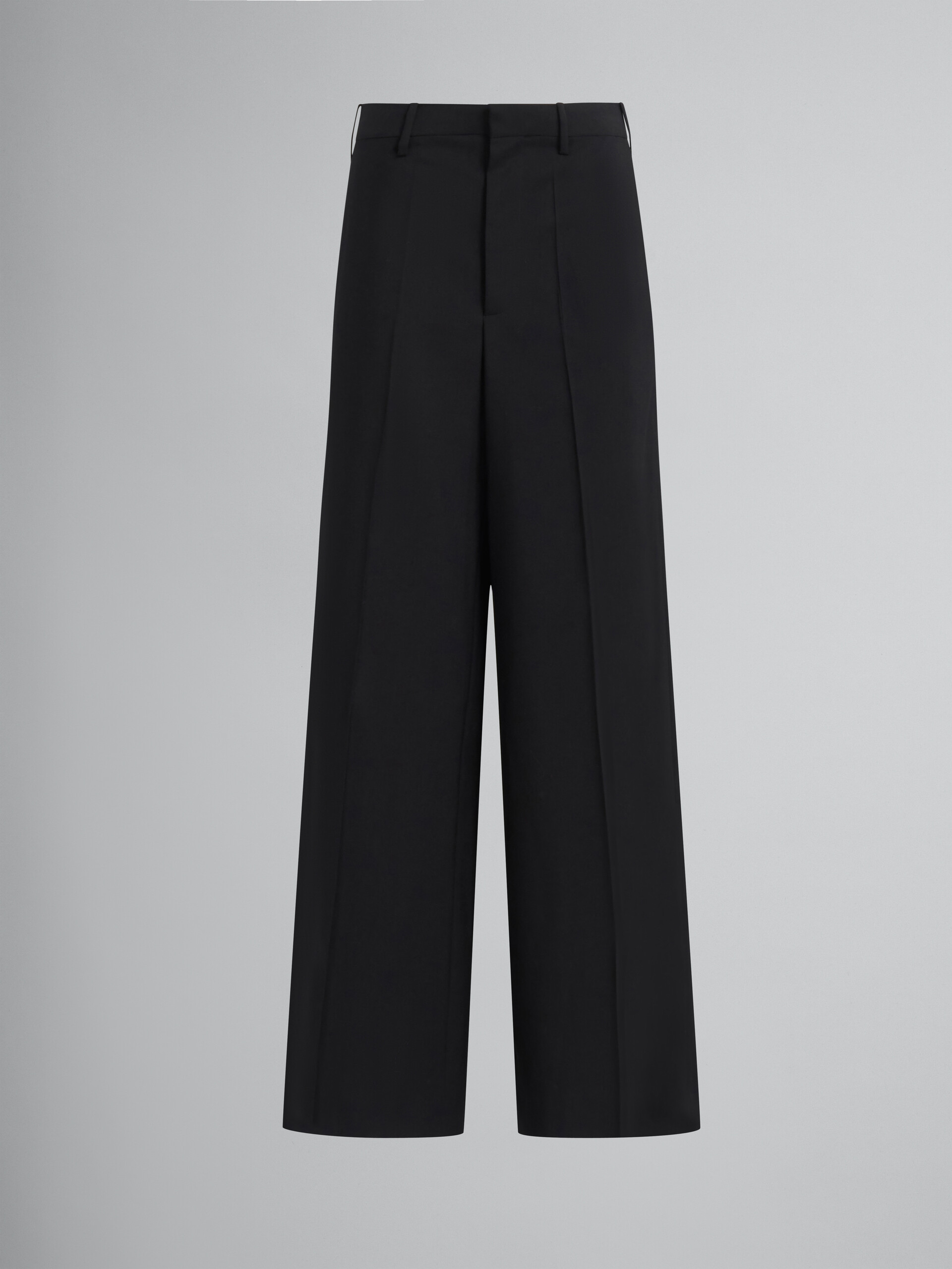 Pantalon palazzo en laine tropicale noire - Pantalons - Image 1