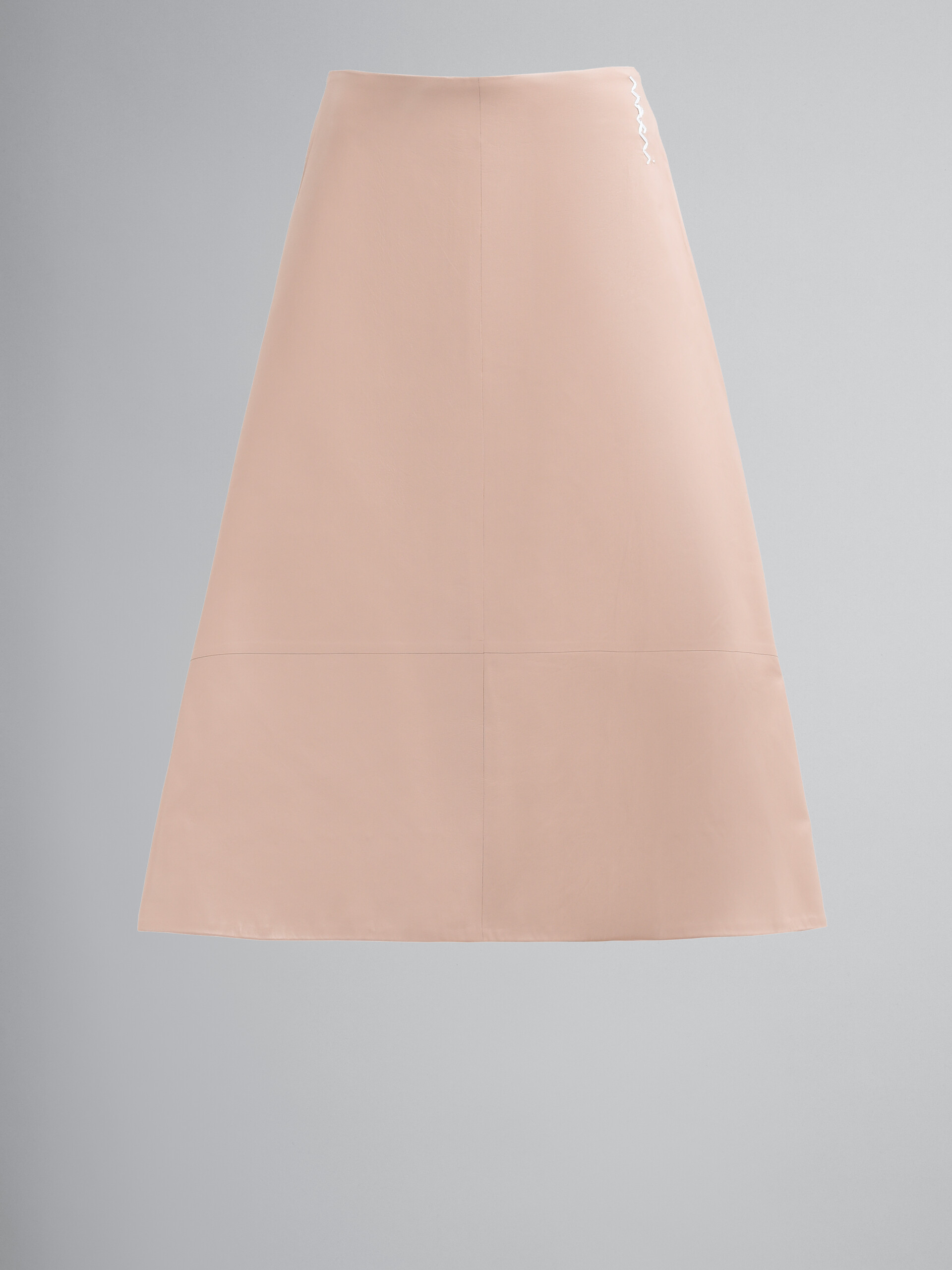 Pink nappa leather A-line skirt - Skirts - Image 1