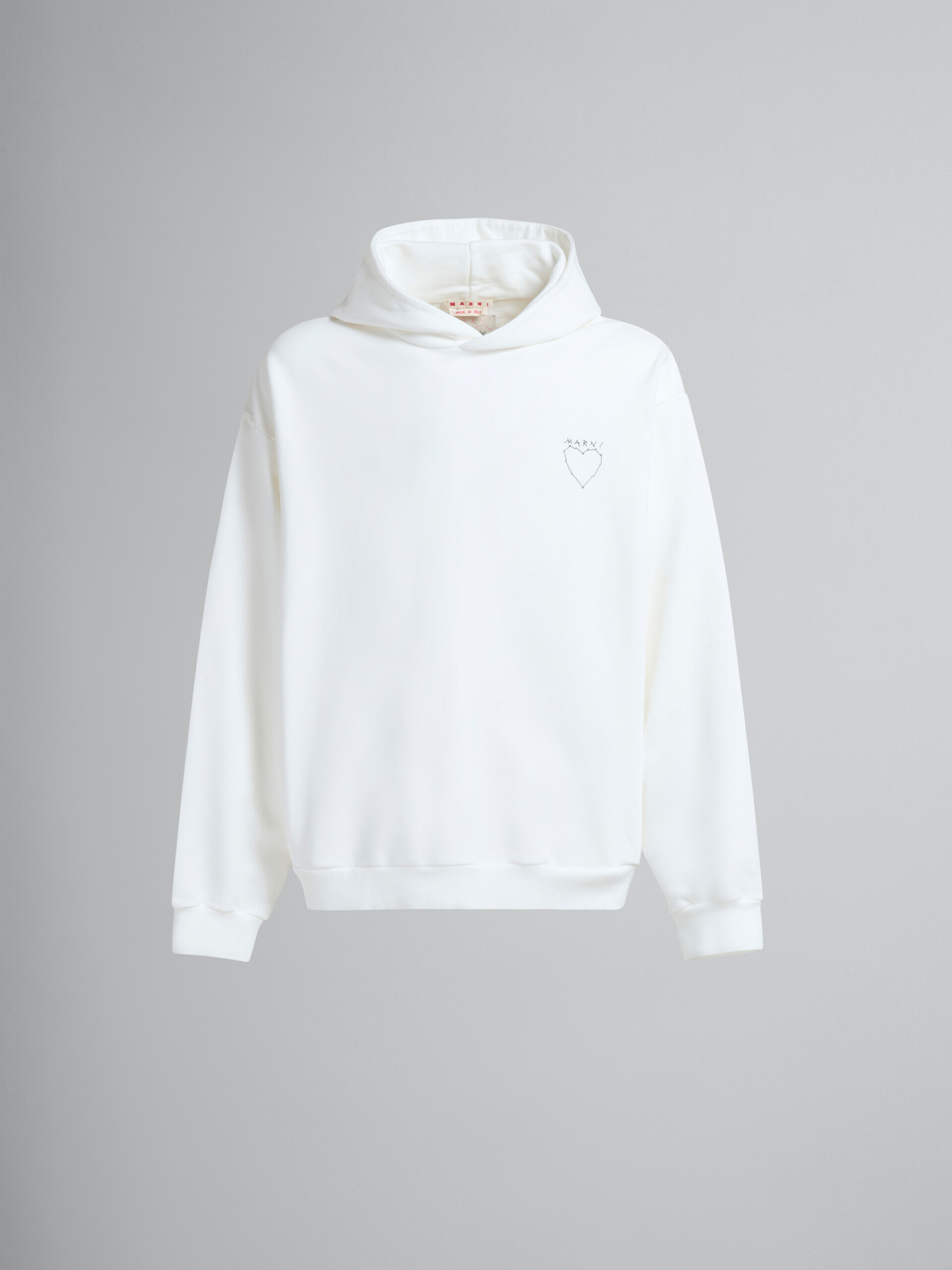 White organic jersey hoodie with back print - Sweaters - Image 2