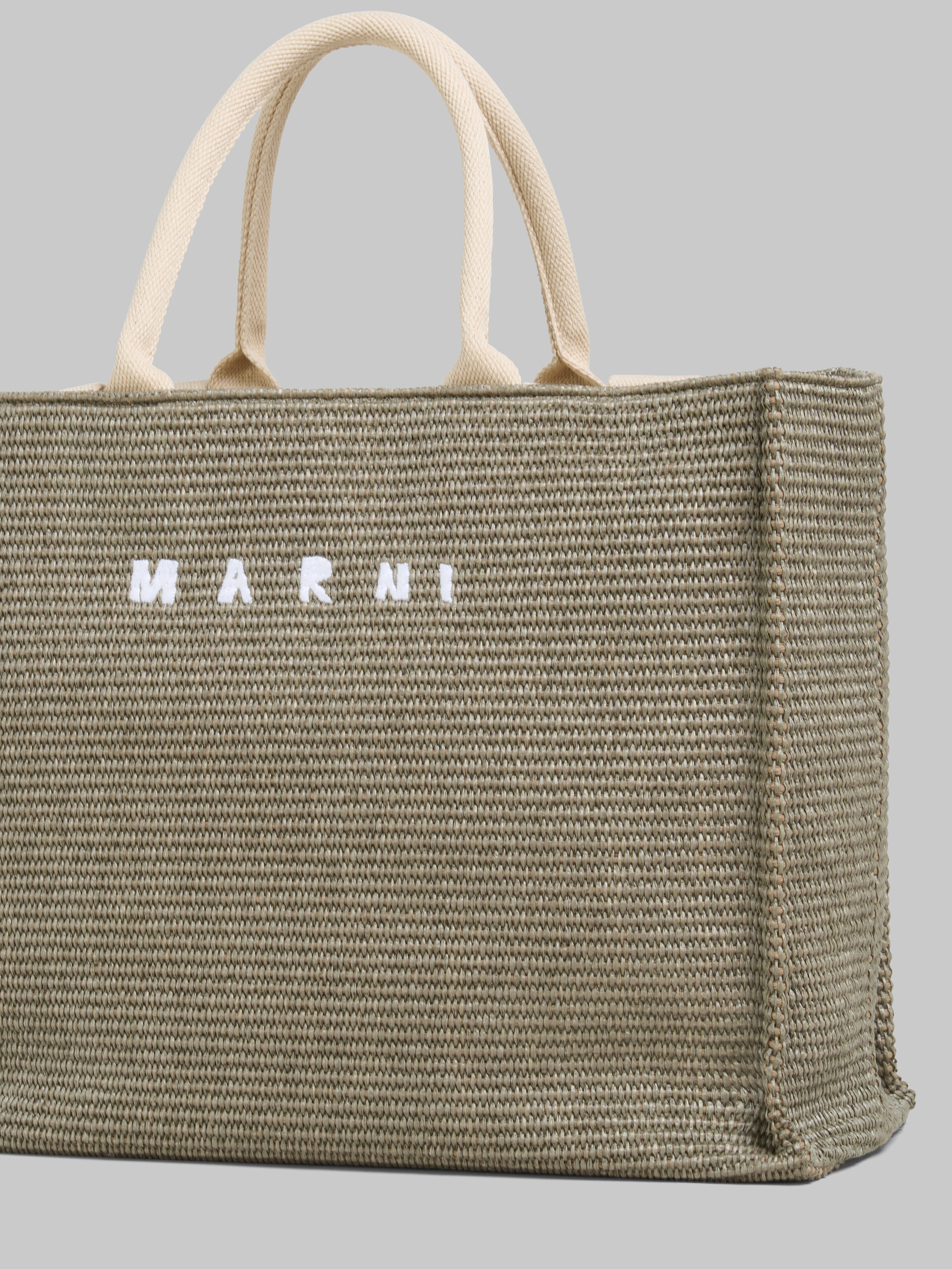 Large Tote in natural-coloured raffia-effect fabric - Shopping Bags - Image 5