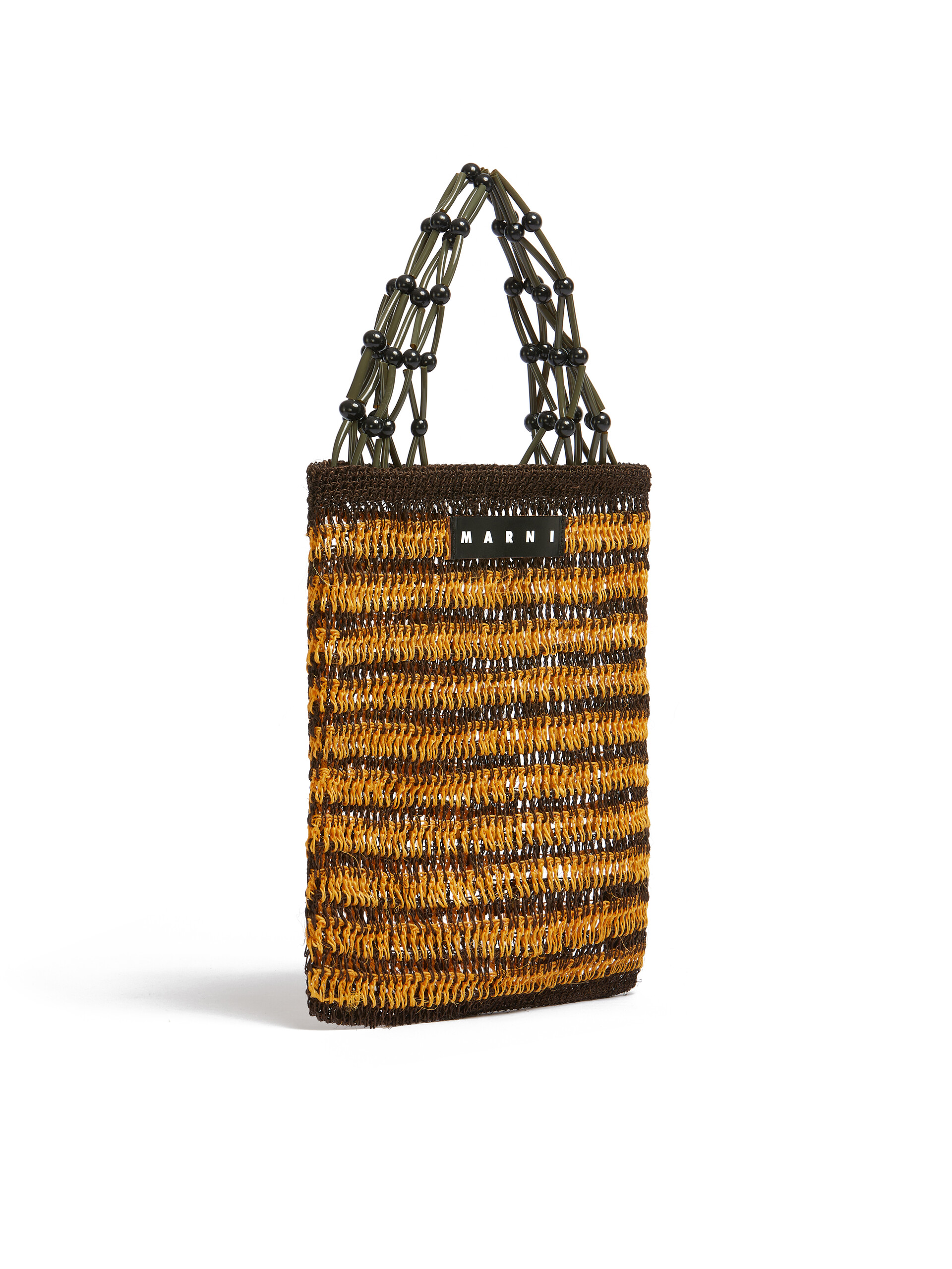 Brown MARNI MARKET FIQUE natural fibre net shopper - Shopping Bags - Image 2