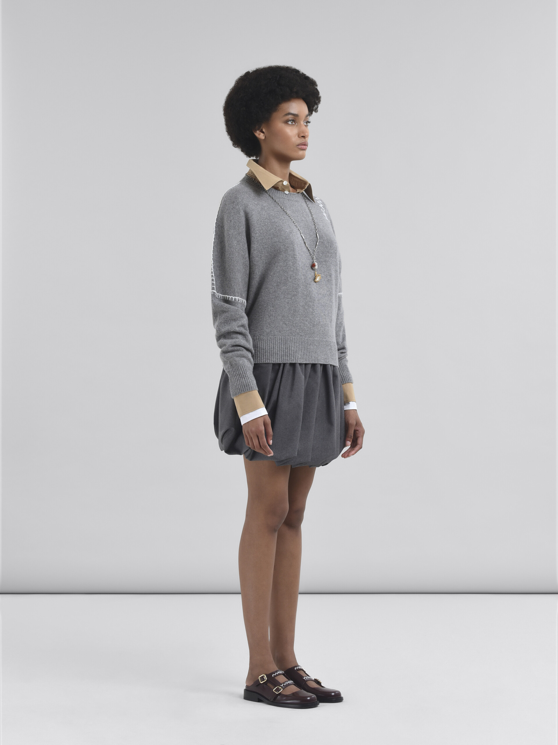 Light pink wool and cashmere crew neck jumper with Marni Symbol - Pullovers - Image 5