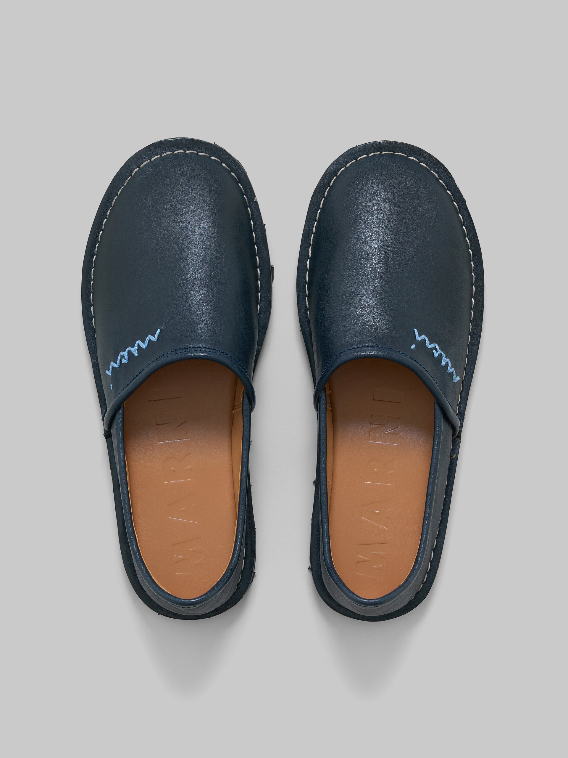 Blue leather slip-on loafer with Marni Symbol - Lace-ups - Image 4