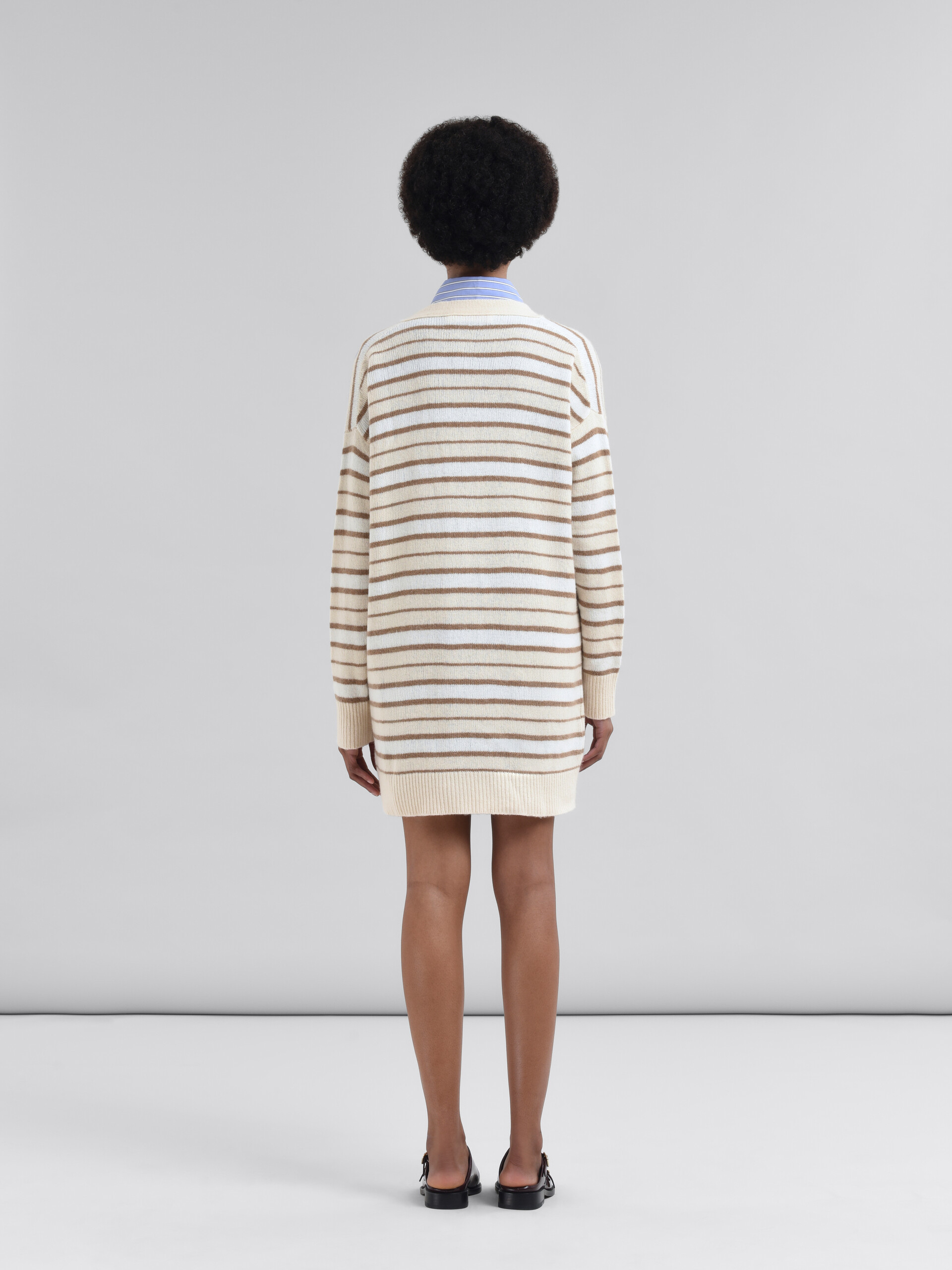 Ivory striped cashmere blend cardigan - Pullovers - Image 3