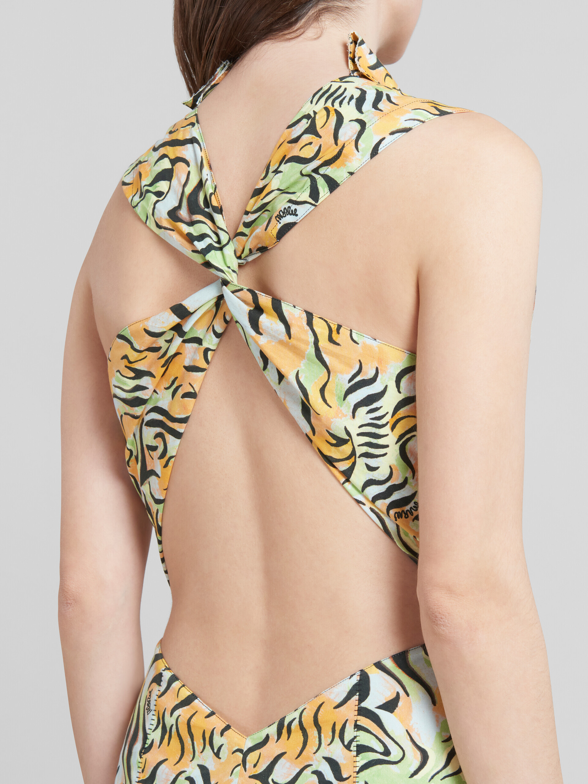 오렌지 & 그린 프린티드 오가닉 포플린 머메이드 드레스 - 드레스 - Image 4