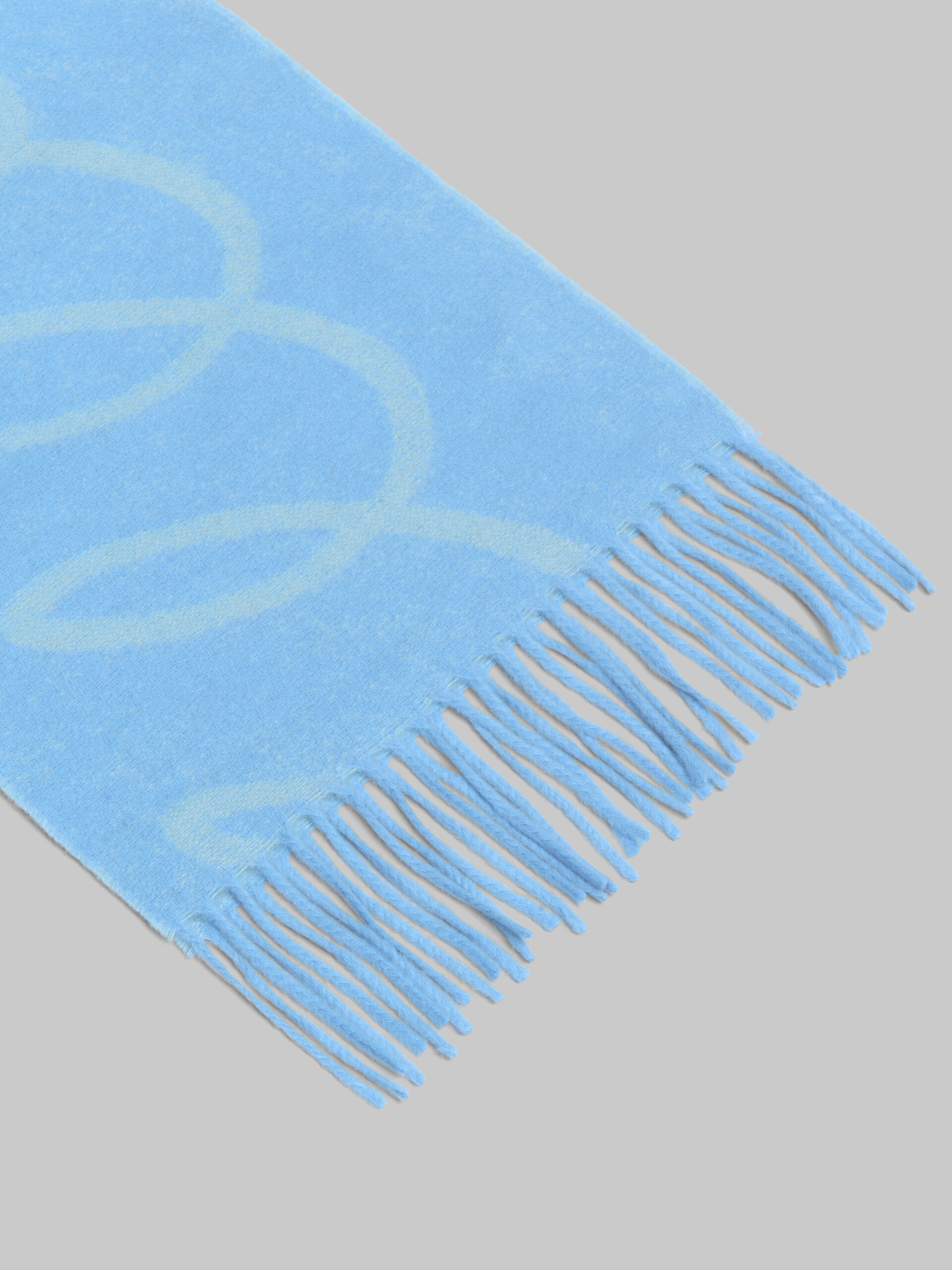 Blue wool-cashmere scarf with Echoes motif - Scarves - Image 4