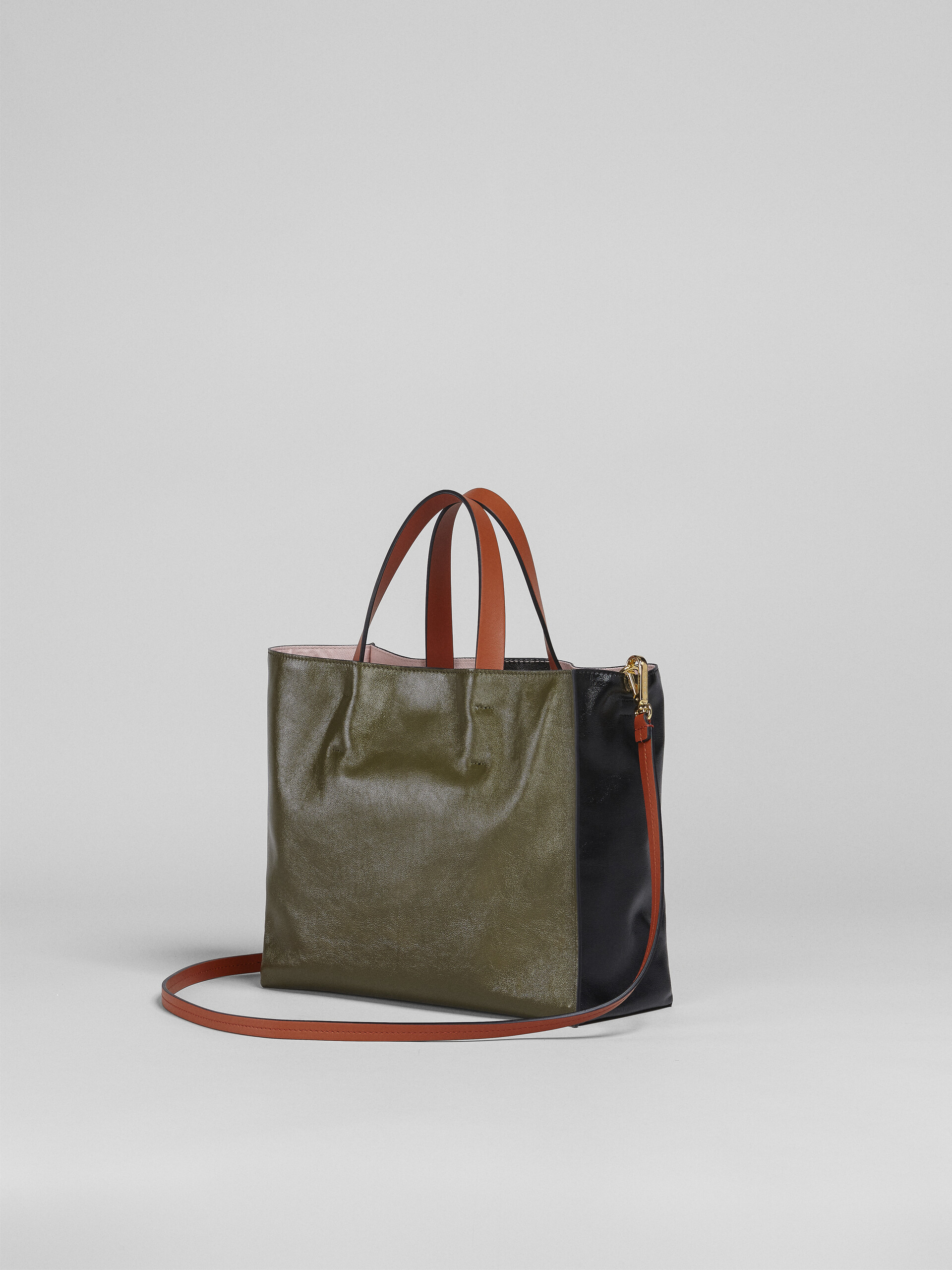 MUSEO SOFT bag piccola in pelle nera verde e arancio - Borse shopping - Image 3