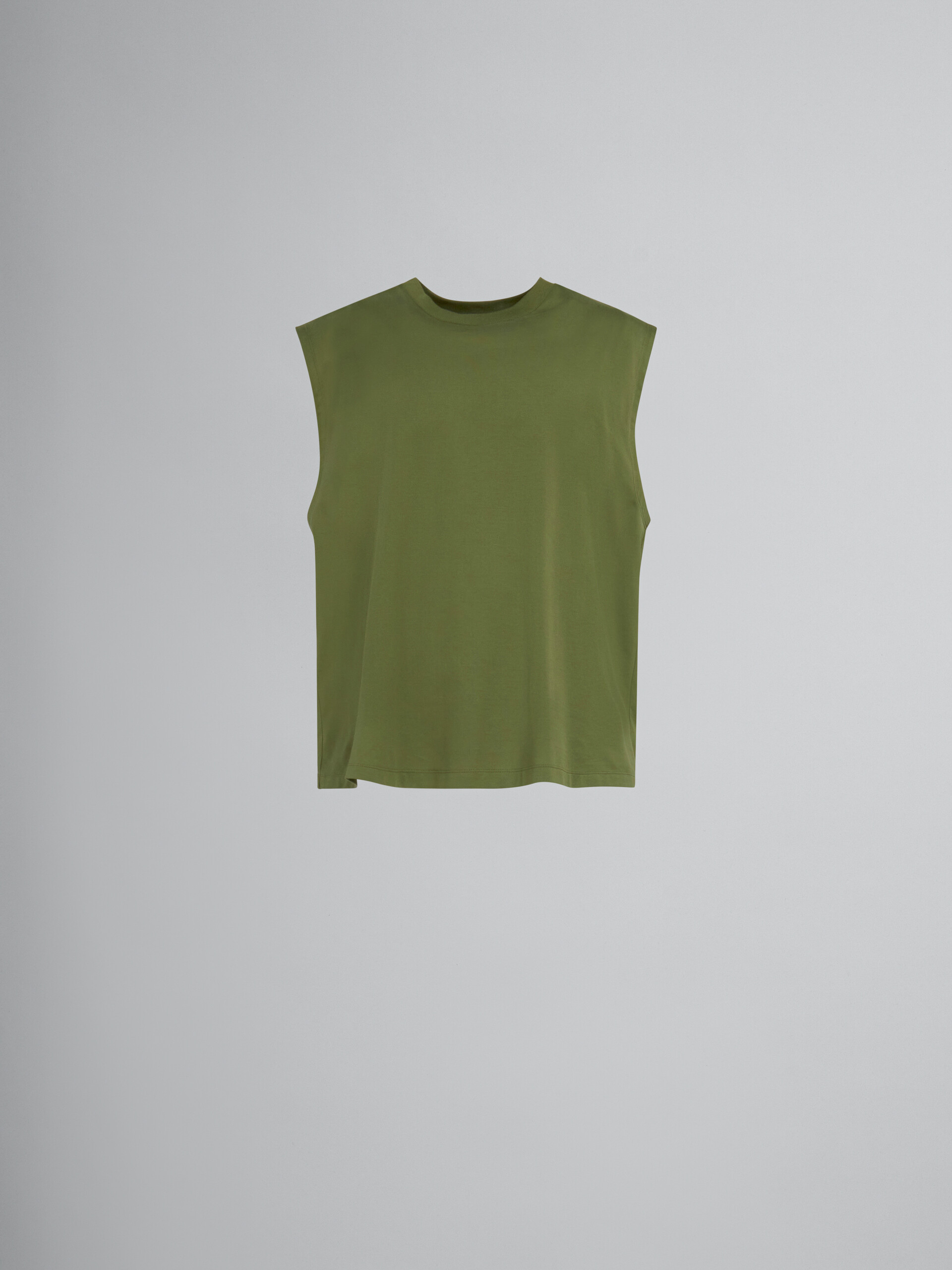 Green organic cotton tank top with Marni Dripping print - T-shirts - Image 1