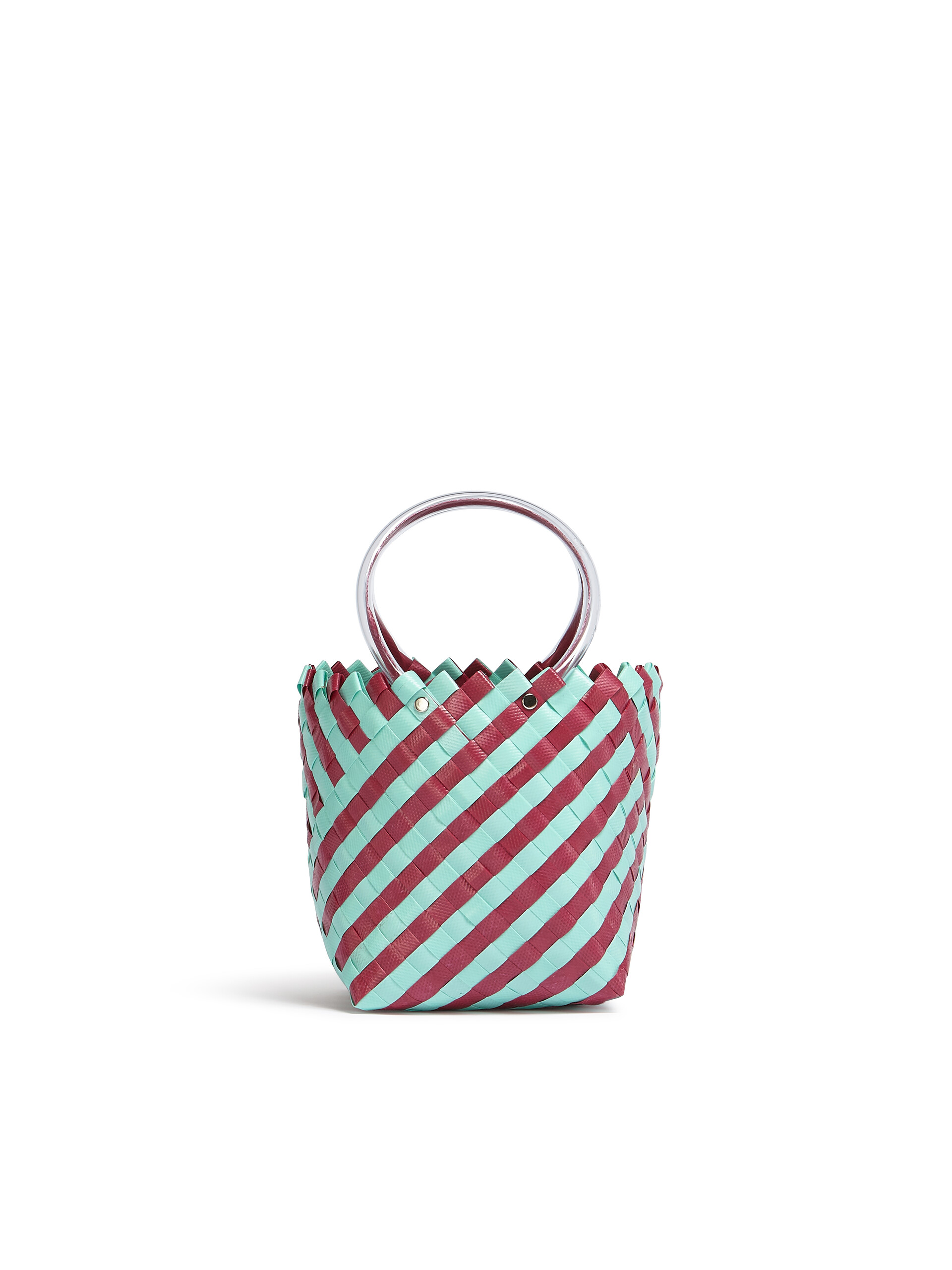 MARNI MARKET TAHA Tasche aus Gewebe in Grün und Burgunderrot - Shopper - Image 3