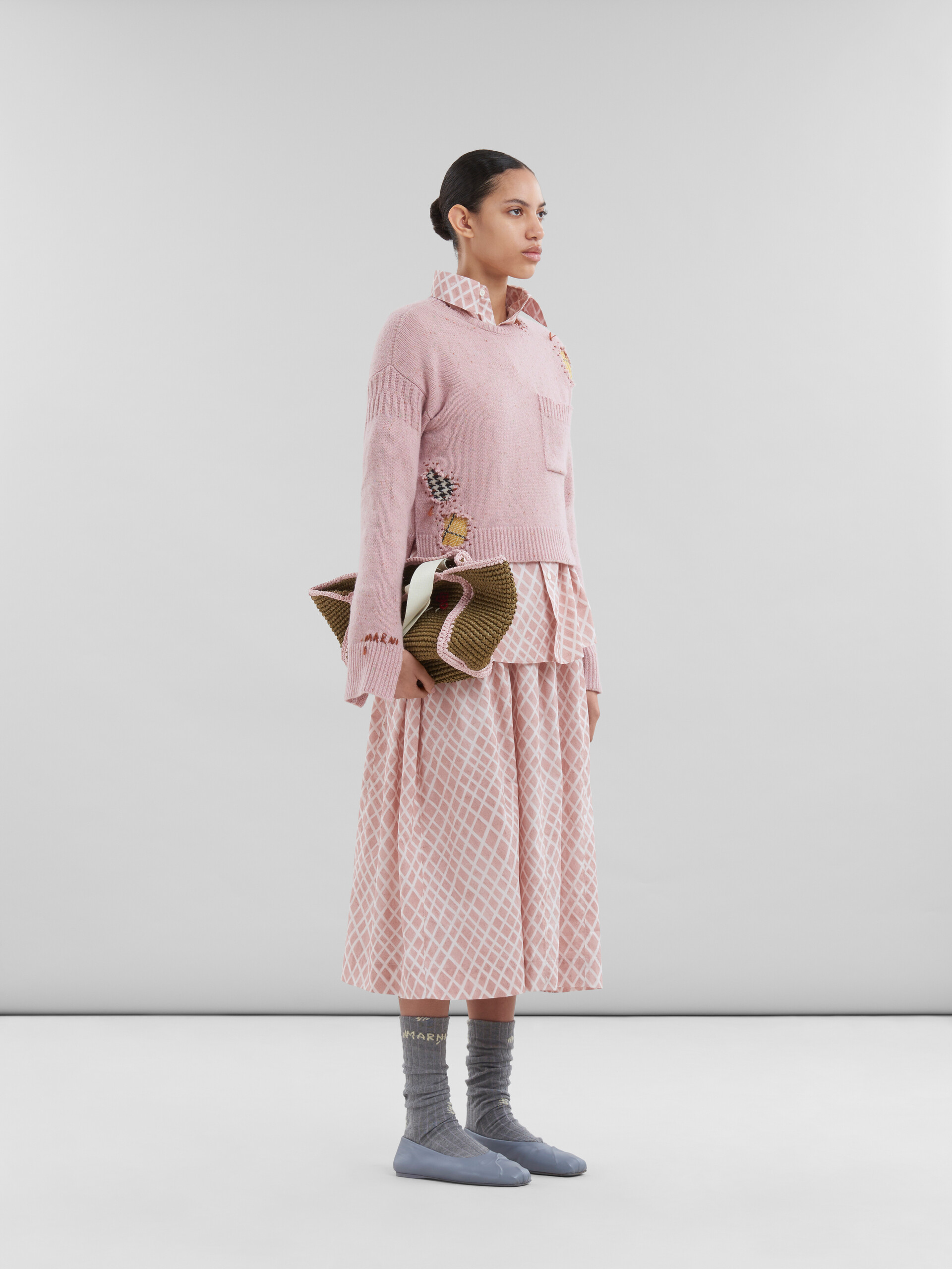 Camicia oversize in popeline rosa con stampa Landscapes - Camicie - Image 5