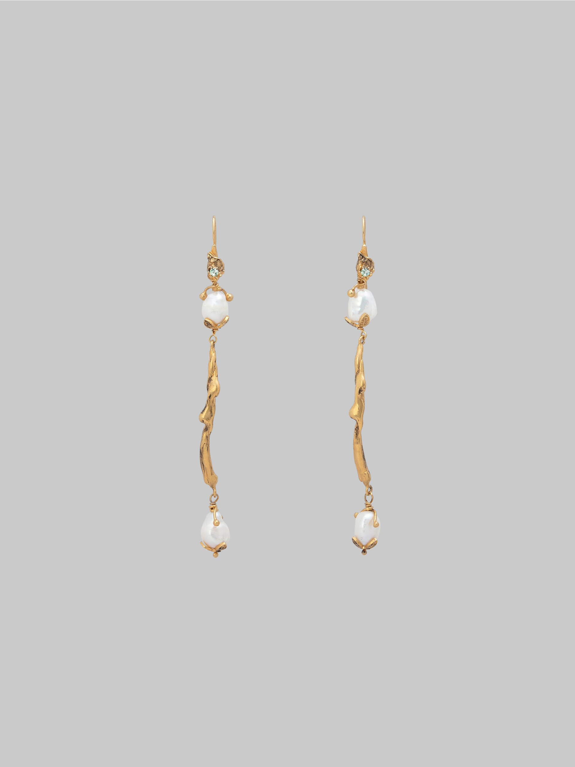 Gold dangle earrings with river pearls - Earrings - Image 1