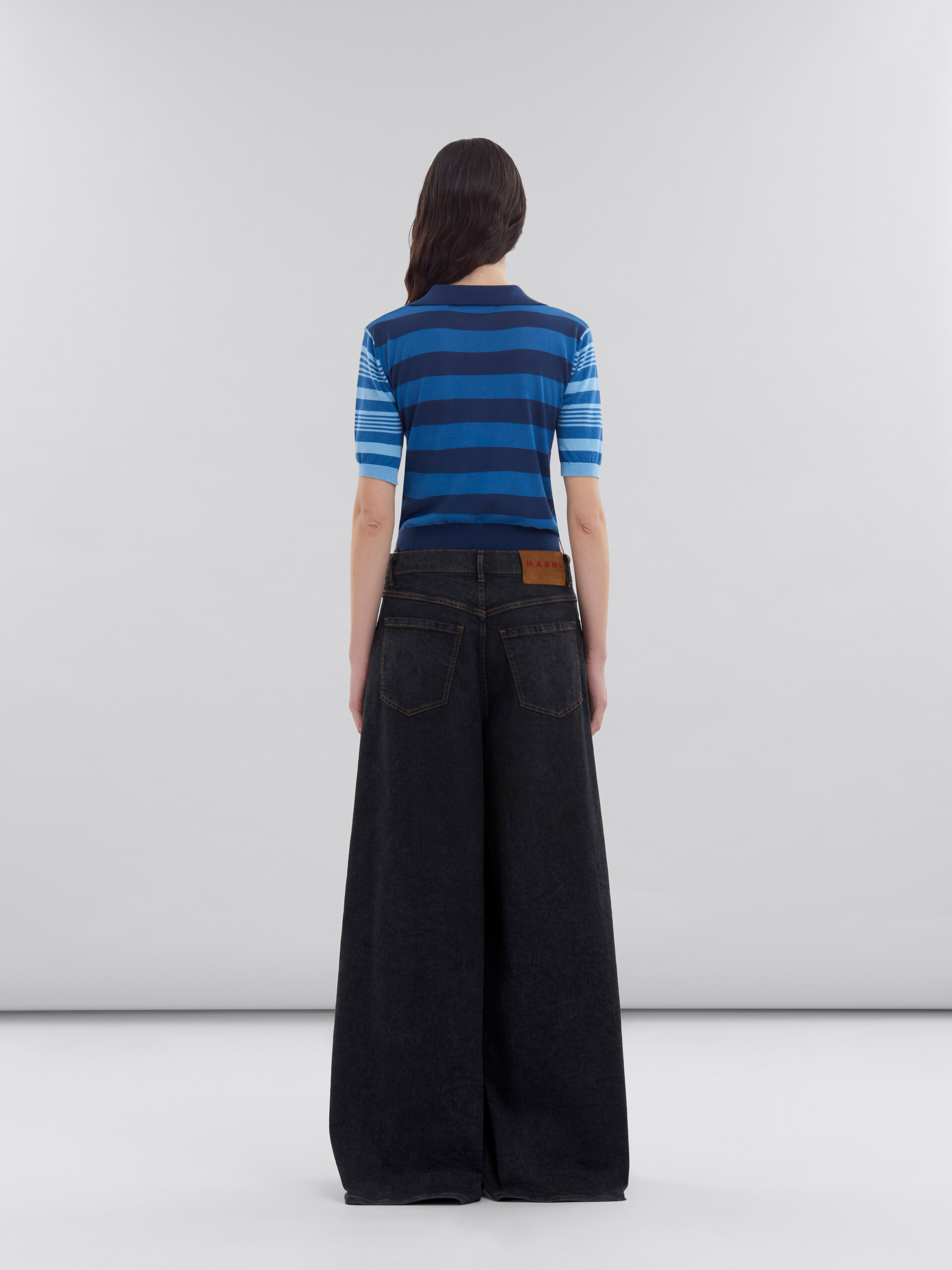 Black marble denim wide-leg jeans - Pants - Image 3