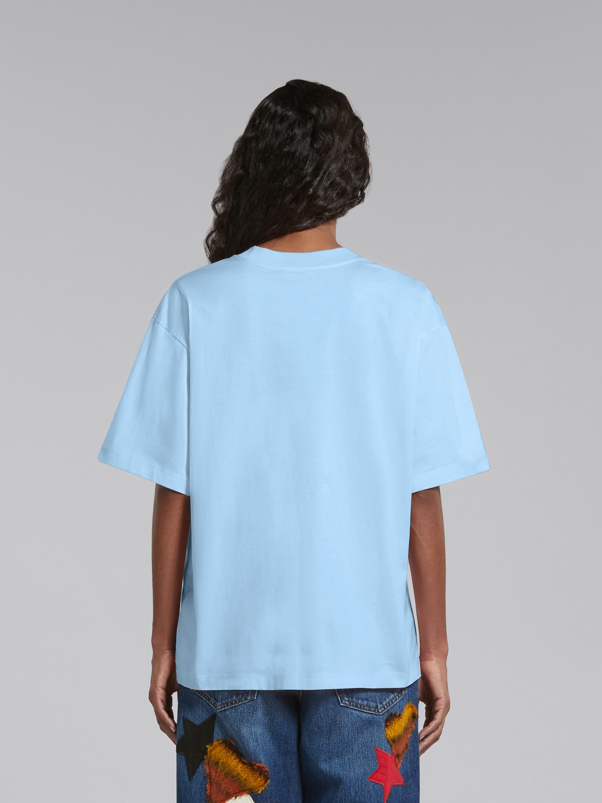 T-shirt in cotone biologico blu con logo - T-shirt - Image 3