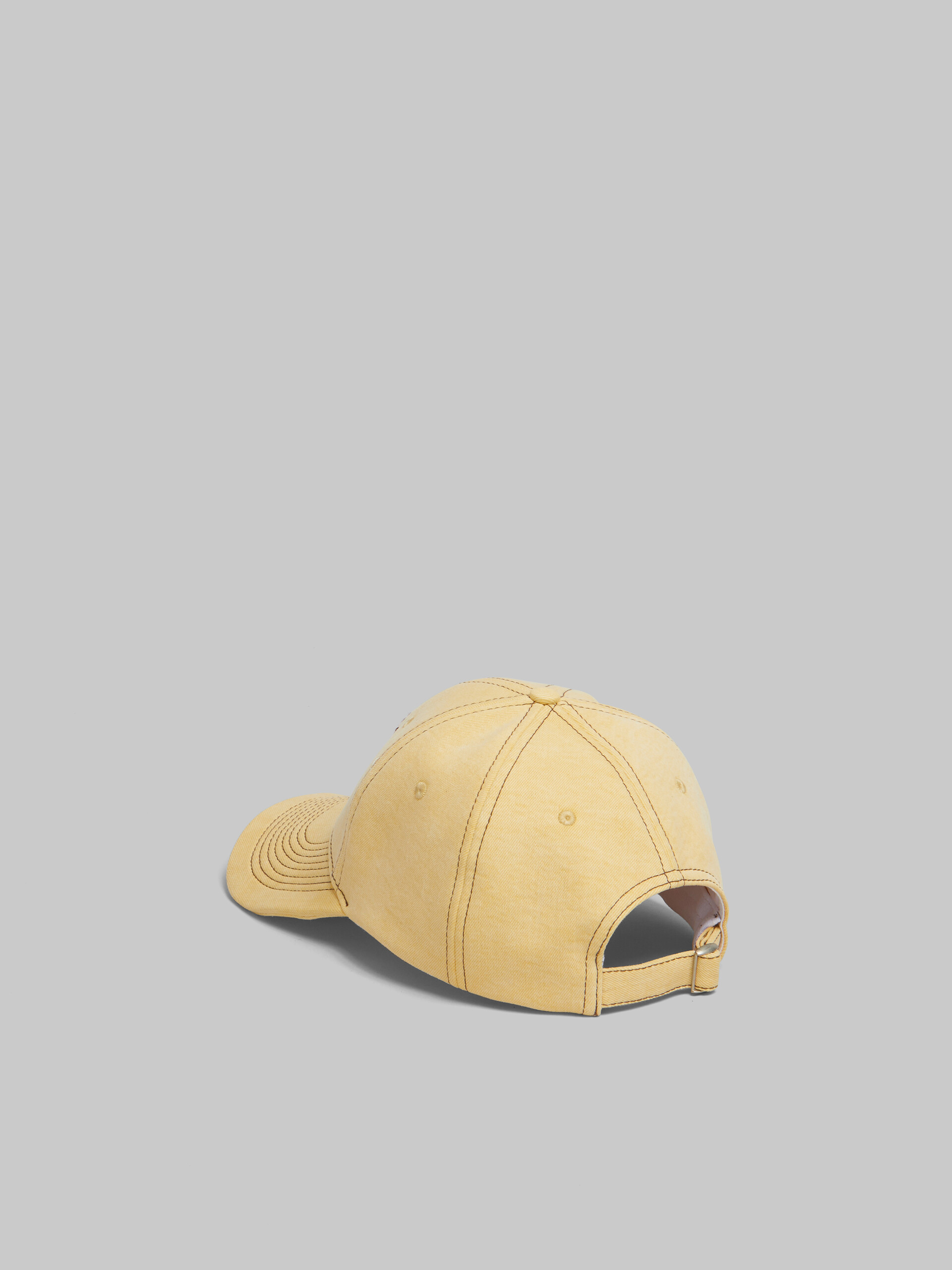 Casquette de baseball Marni en denim organique jaune avec surpiqûres - Chapeau - Image 3