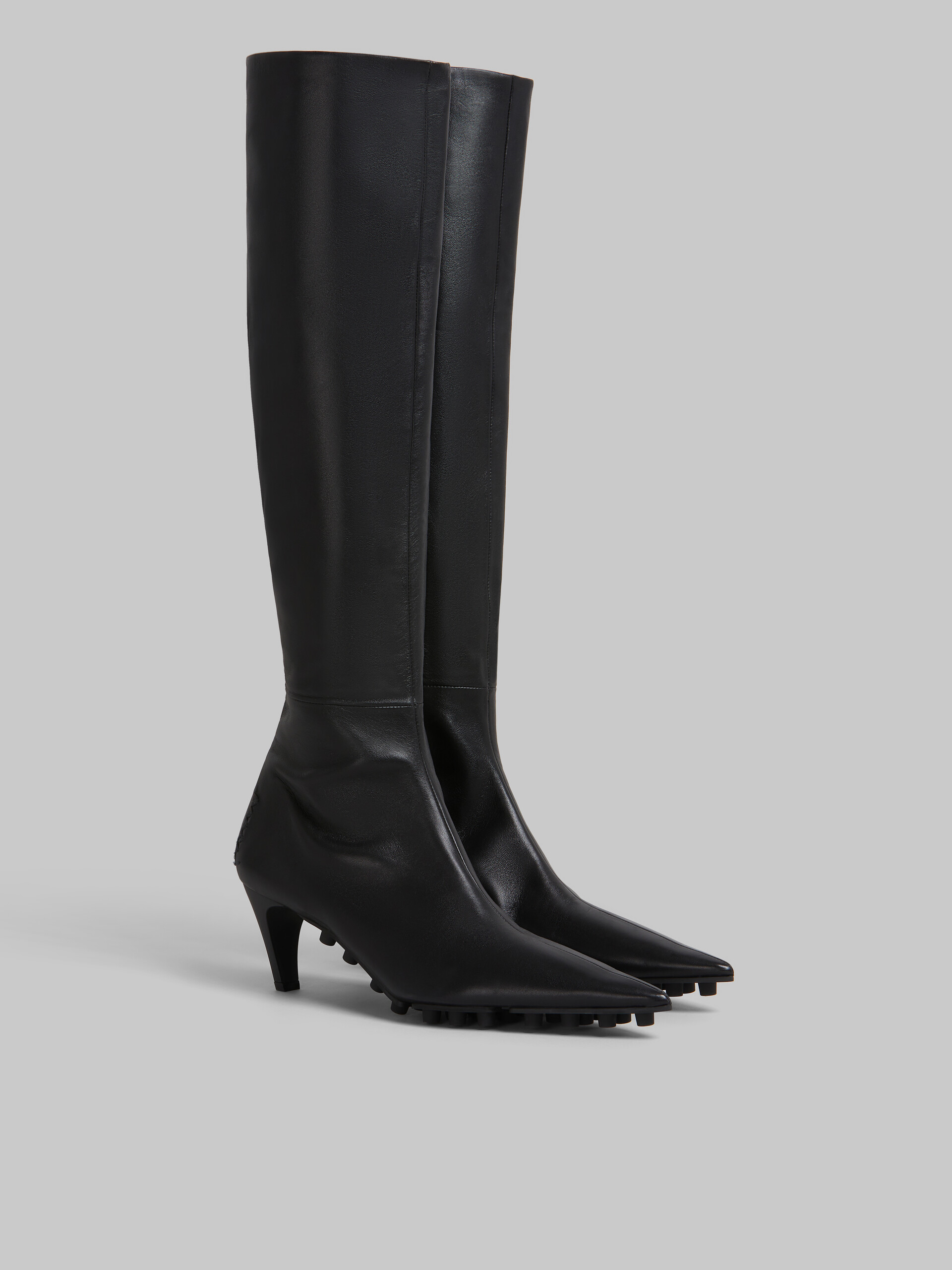 Black nappa knee-high Spike boot - Boots - Image 2