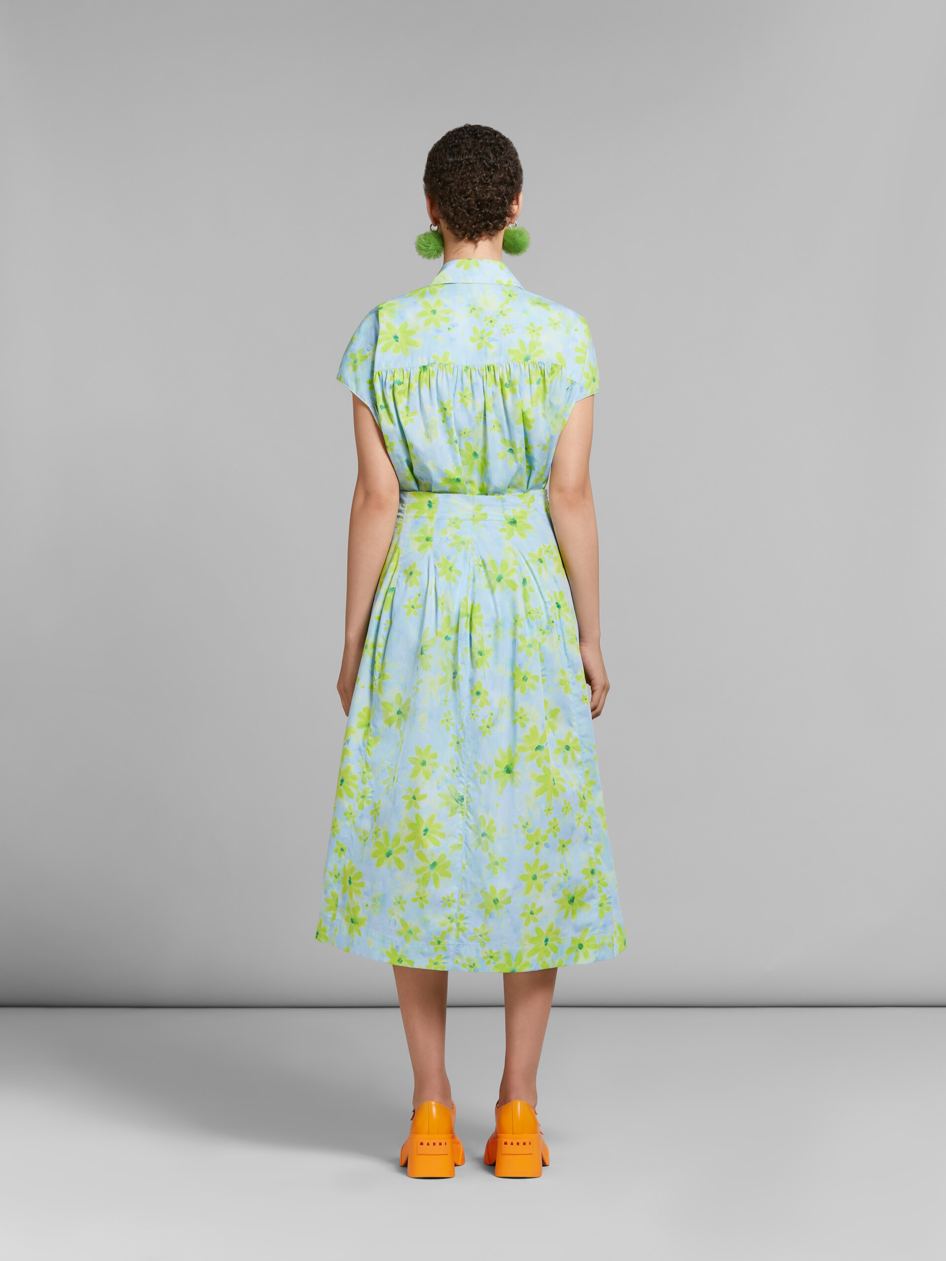 Jupe taille haute en popeline vert clair avec imprimé Parade - Jupes - Image 3