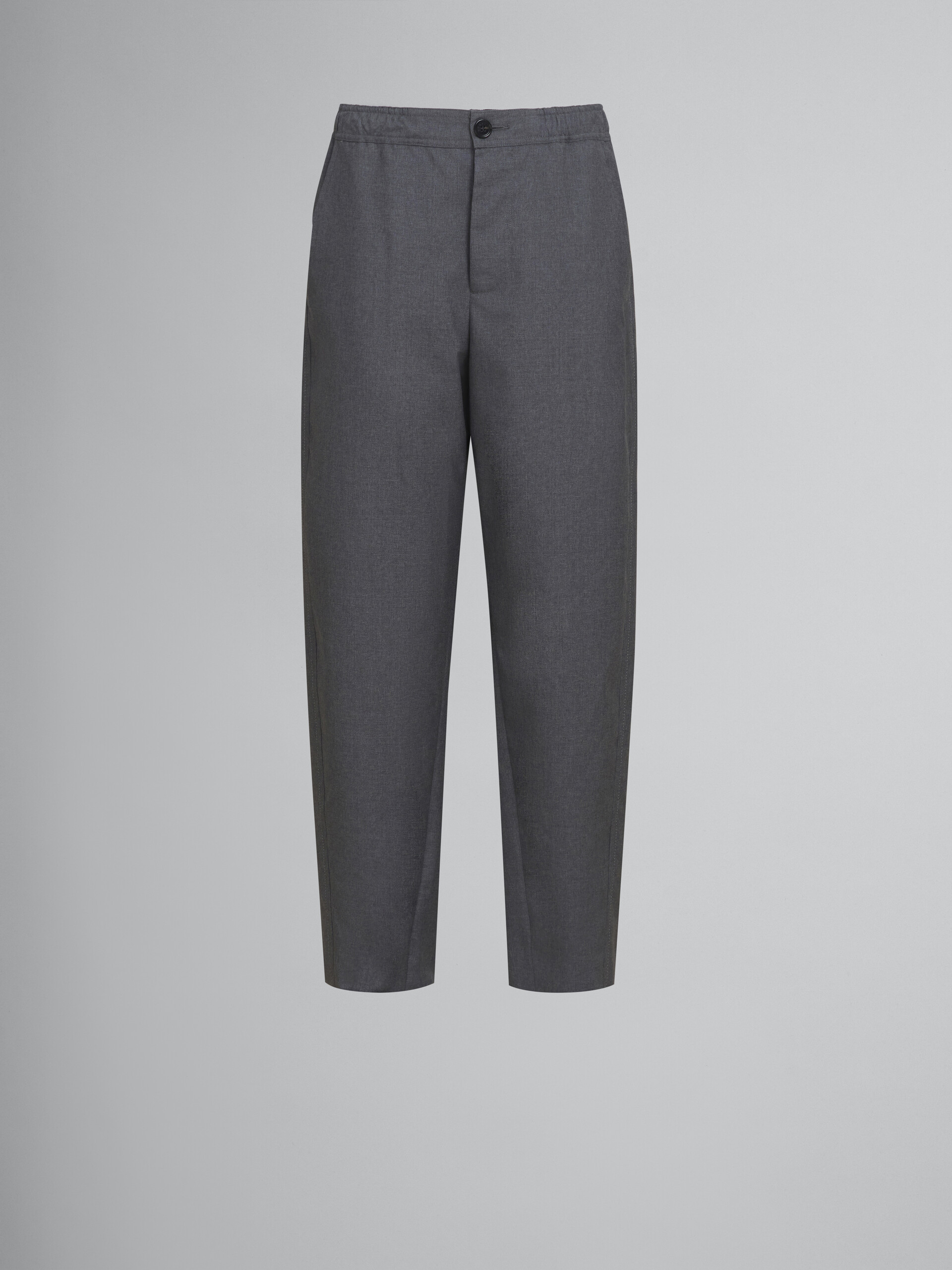 Straight gray wool trousers with Marni Symbol - Pants - Image 1