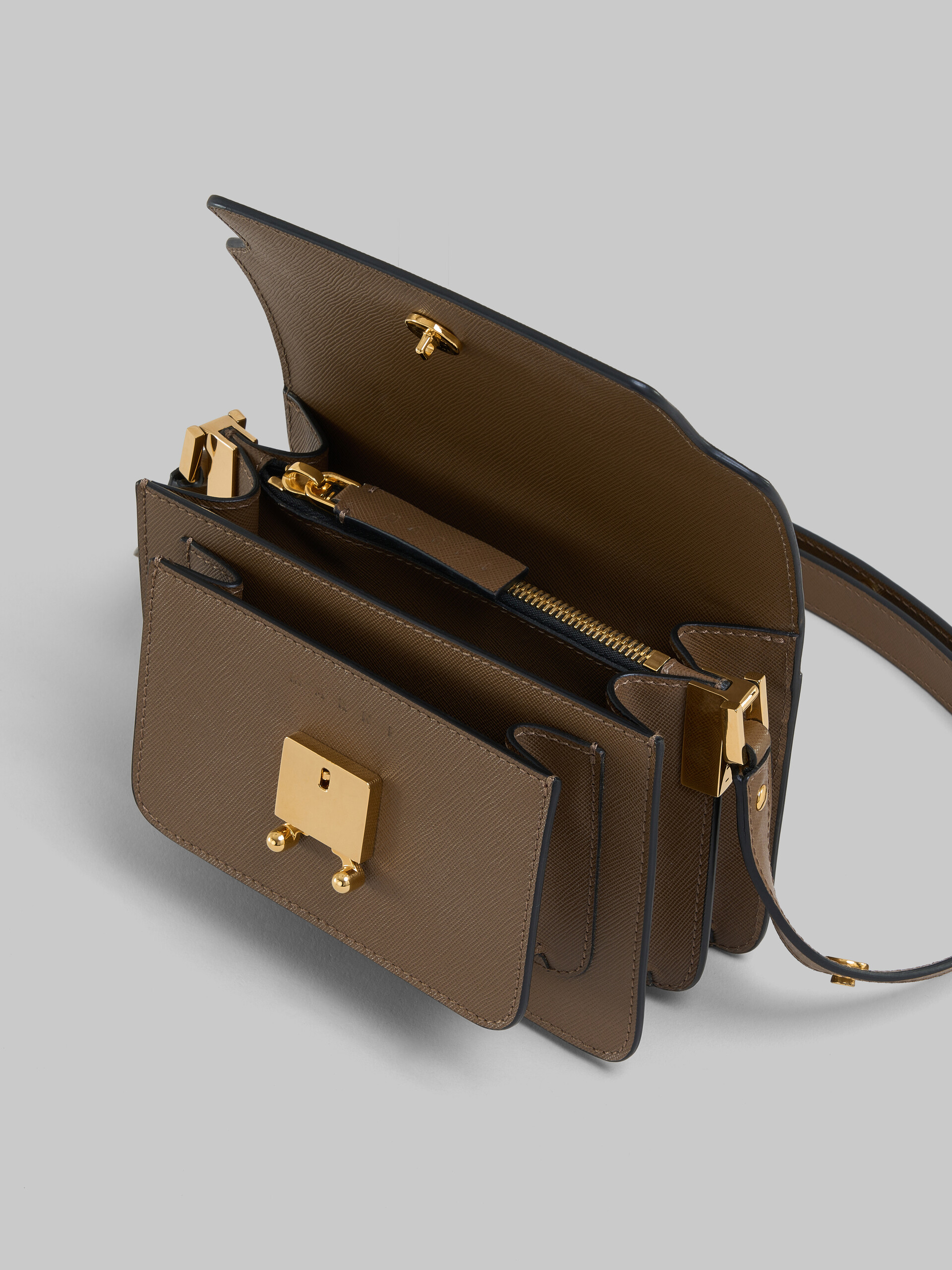 Brown saffiano leather mini Trunk bag - Shoulder Bag - Image 4
