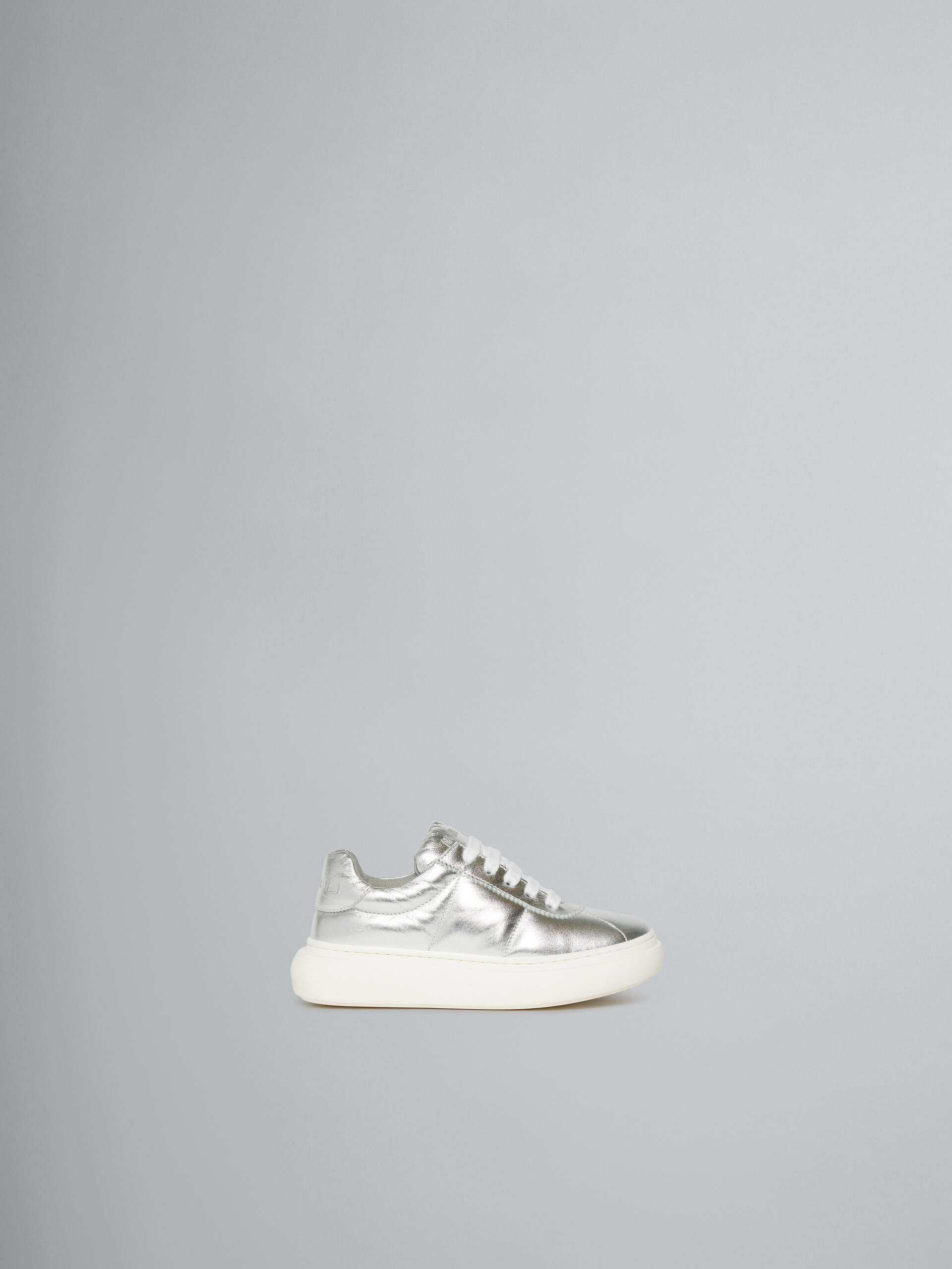 Silver leather padded sneaker - Sneakers - Image 1