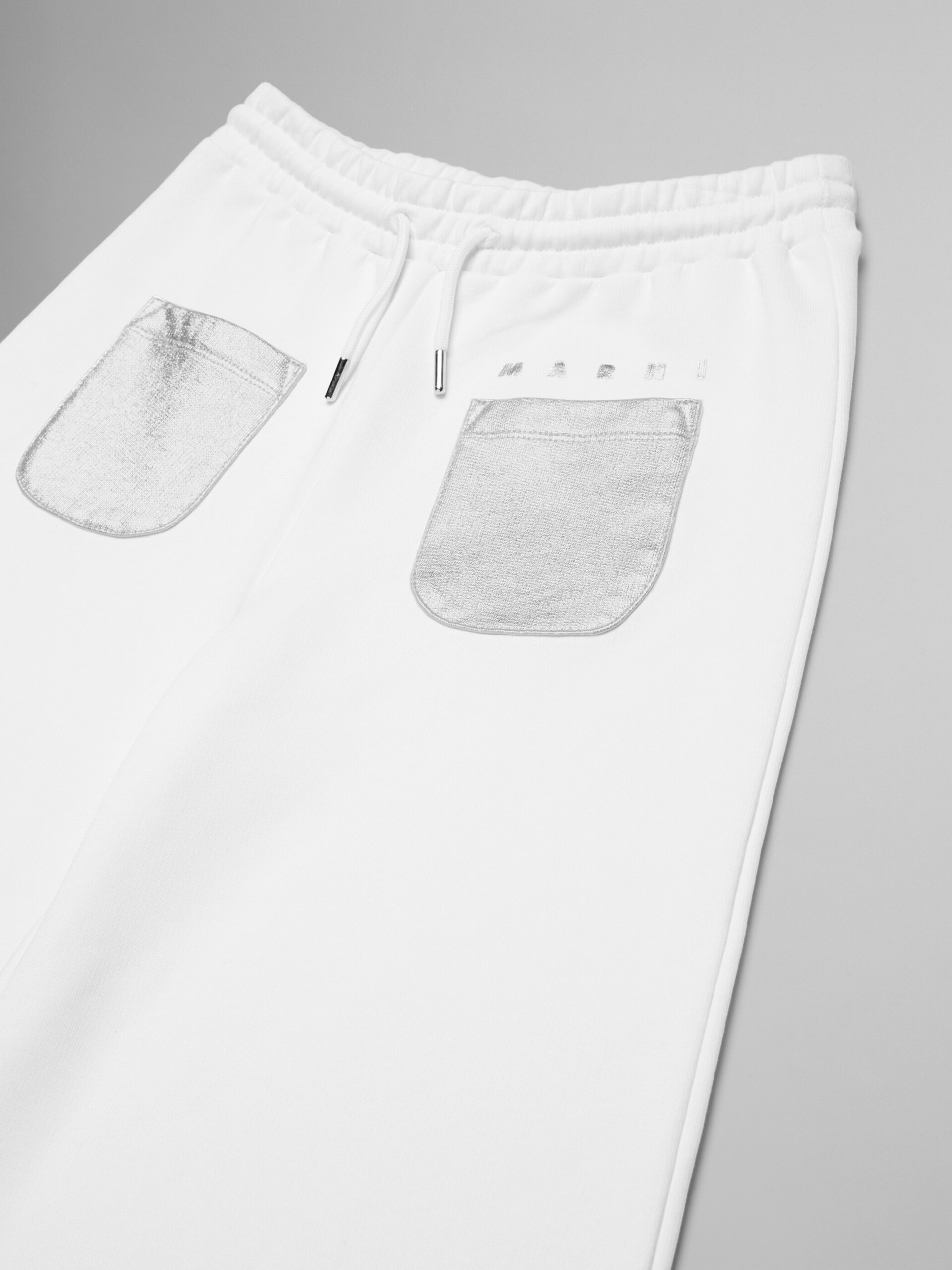 White fleece wide trousers with pockets - Pants - Image 3