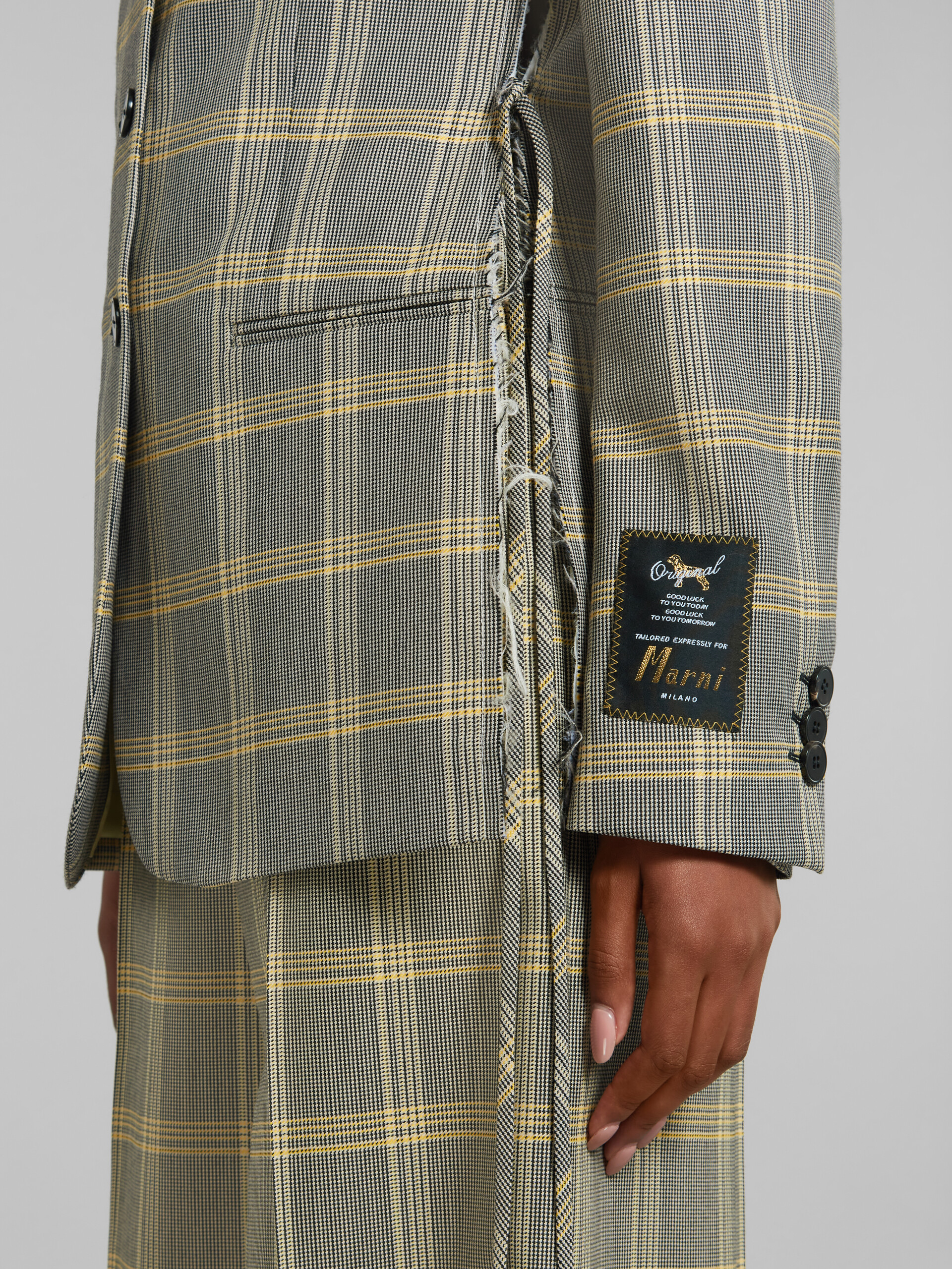 Giacca in lana tecnica con motivo check giallo - Giacche - Image 5