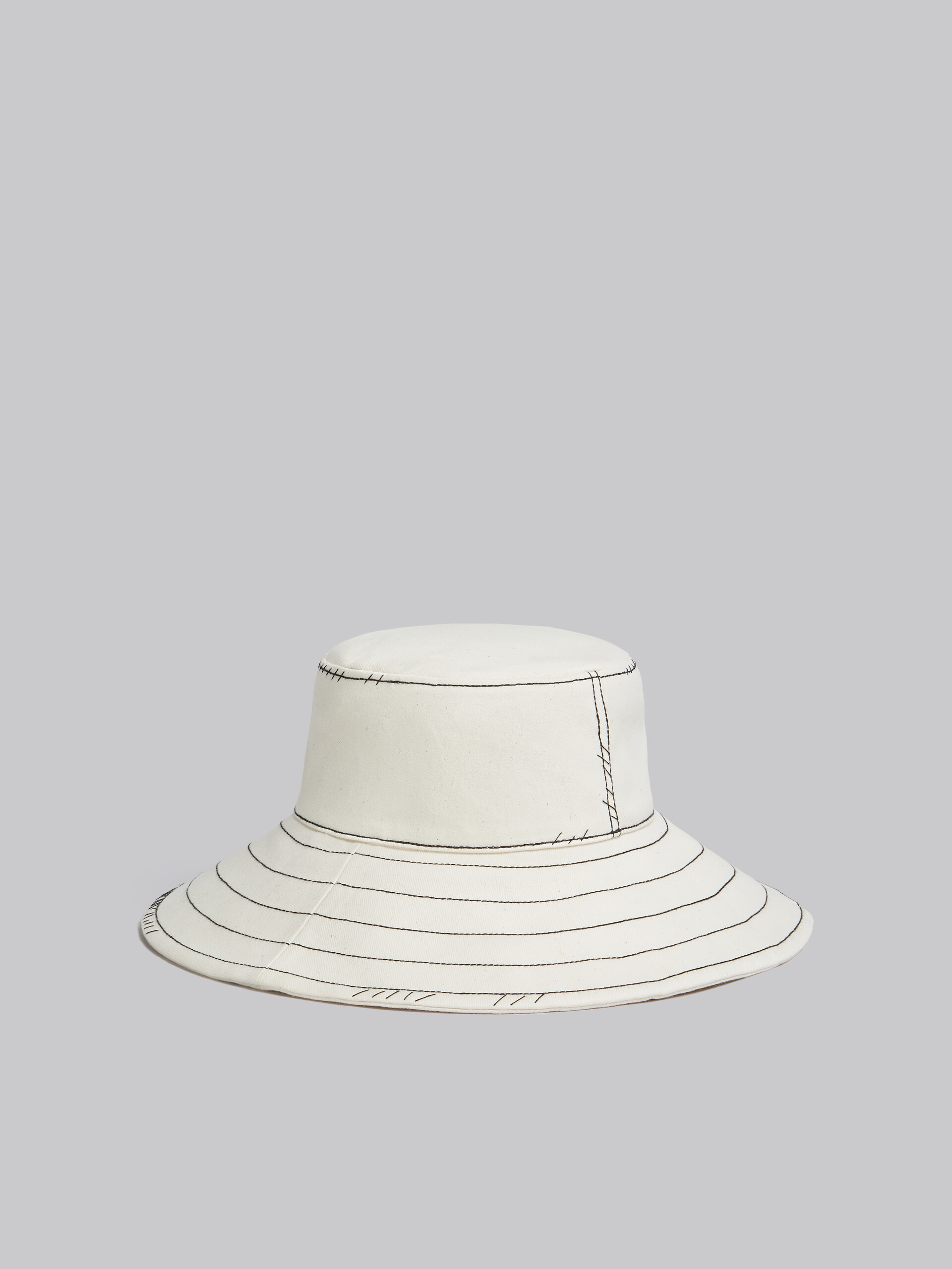 Ecru organic denim bucket hat with straps - Hats - Image 3