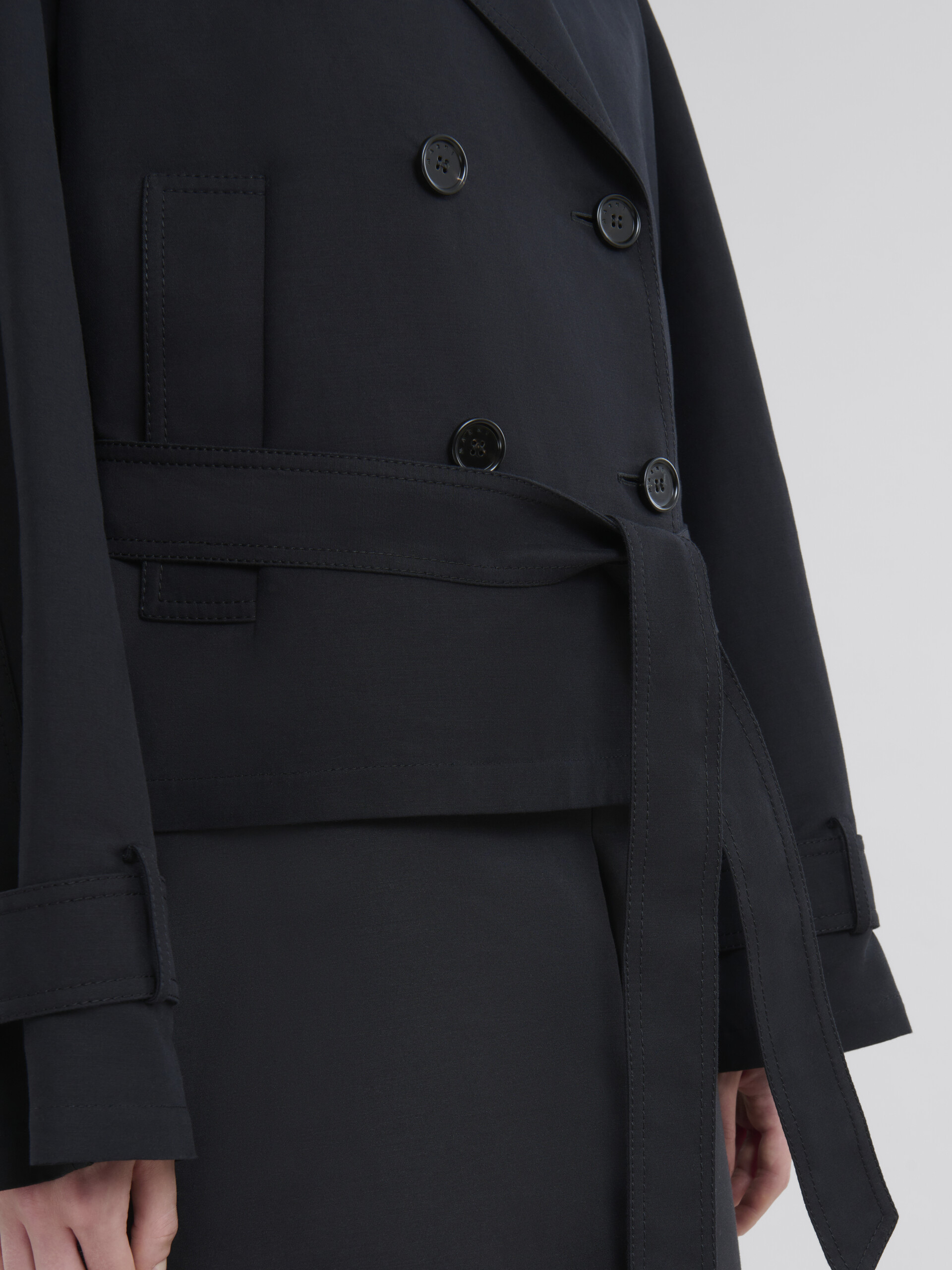 Short black cotton trench with Marni Symbol - Jackets - Image 5