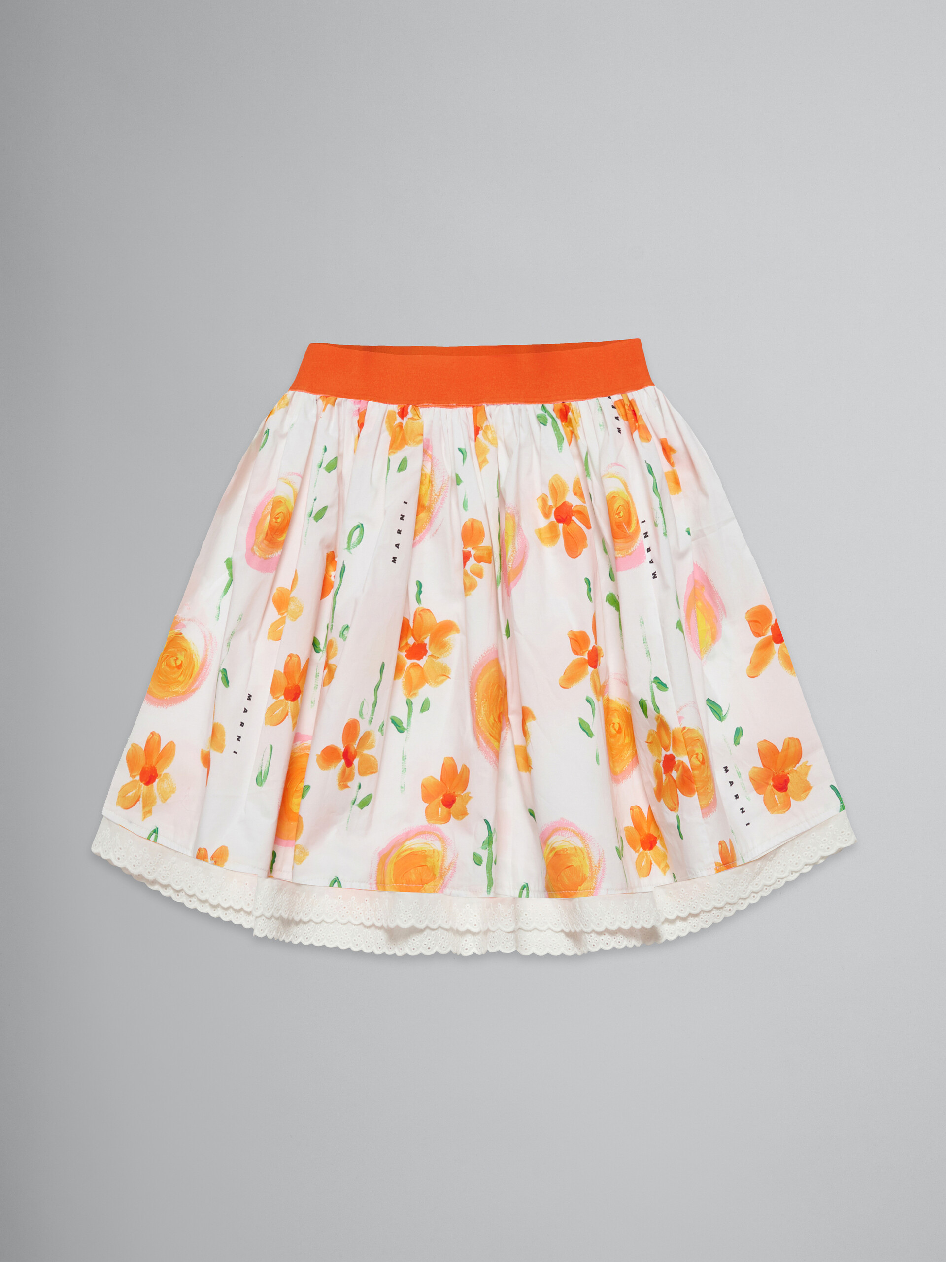 White poplin skirt with Sunny Day - Skirts - Image 1