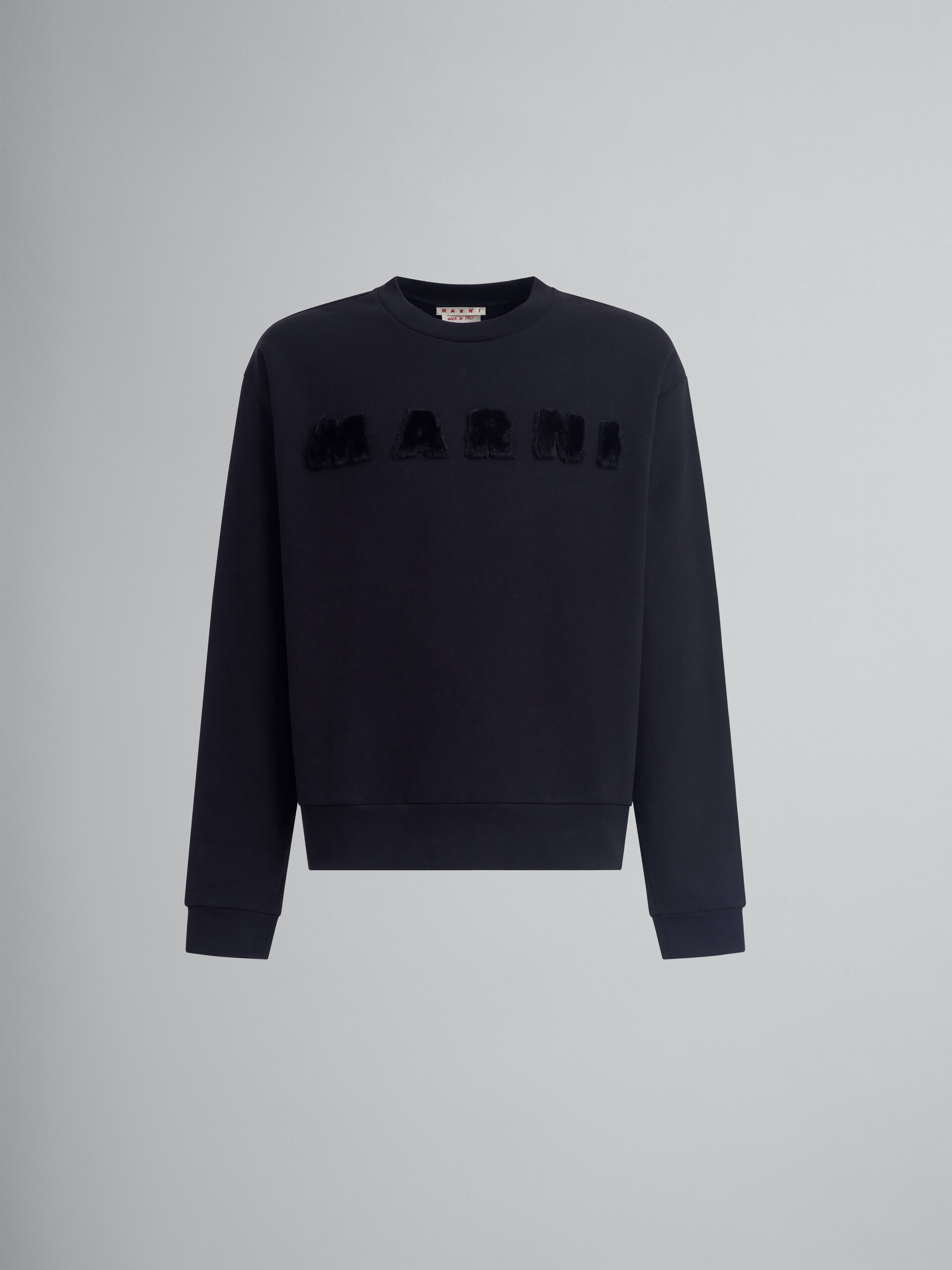 Sweat-shirt en coton biologique noir avec logo Marni - Maille - Image 1