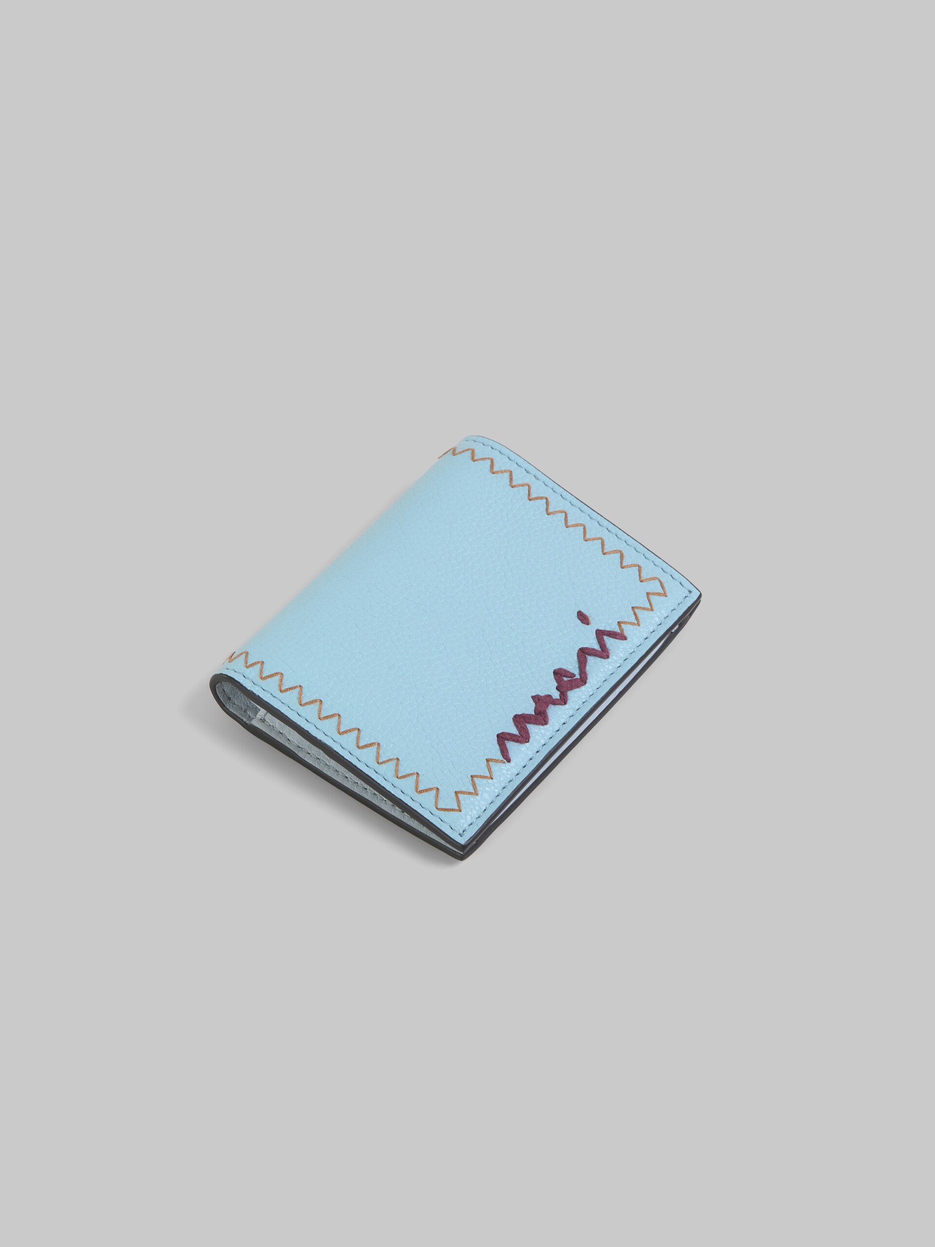 Sky blue bi-fold wallet with Marni Mending embroidery - Wallets - Image 5