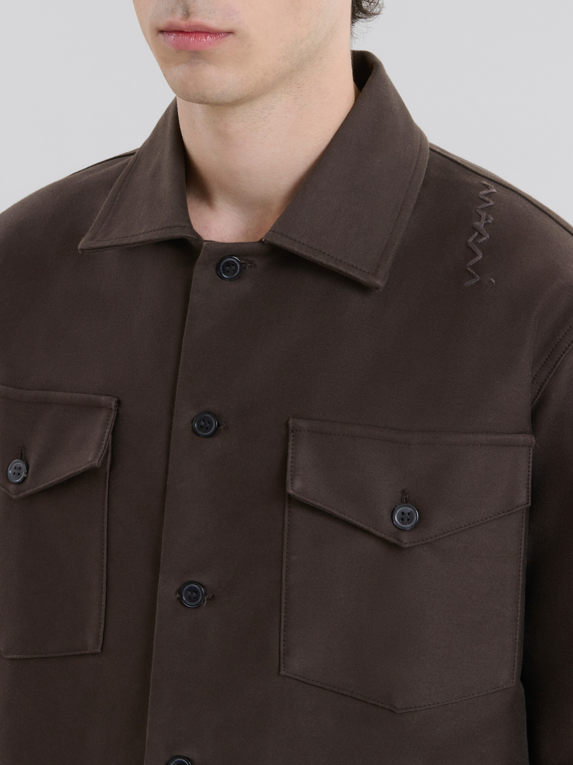 Brown organic cotton satin shirt - Shirts - Image 4